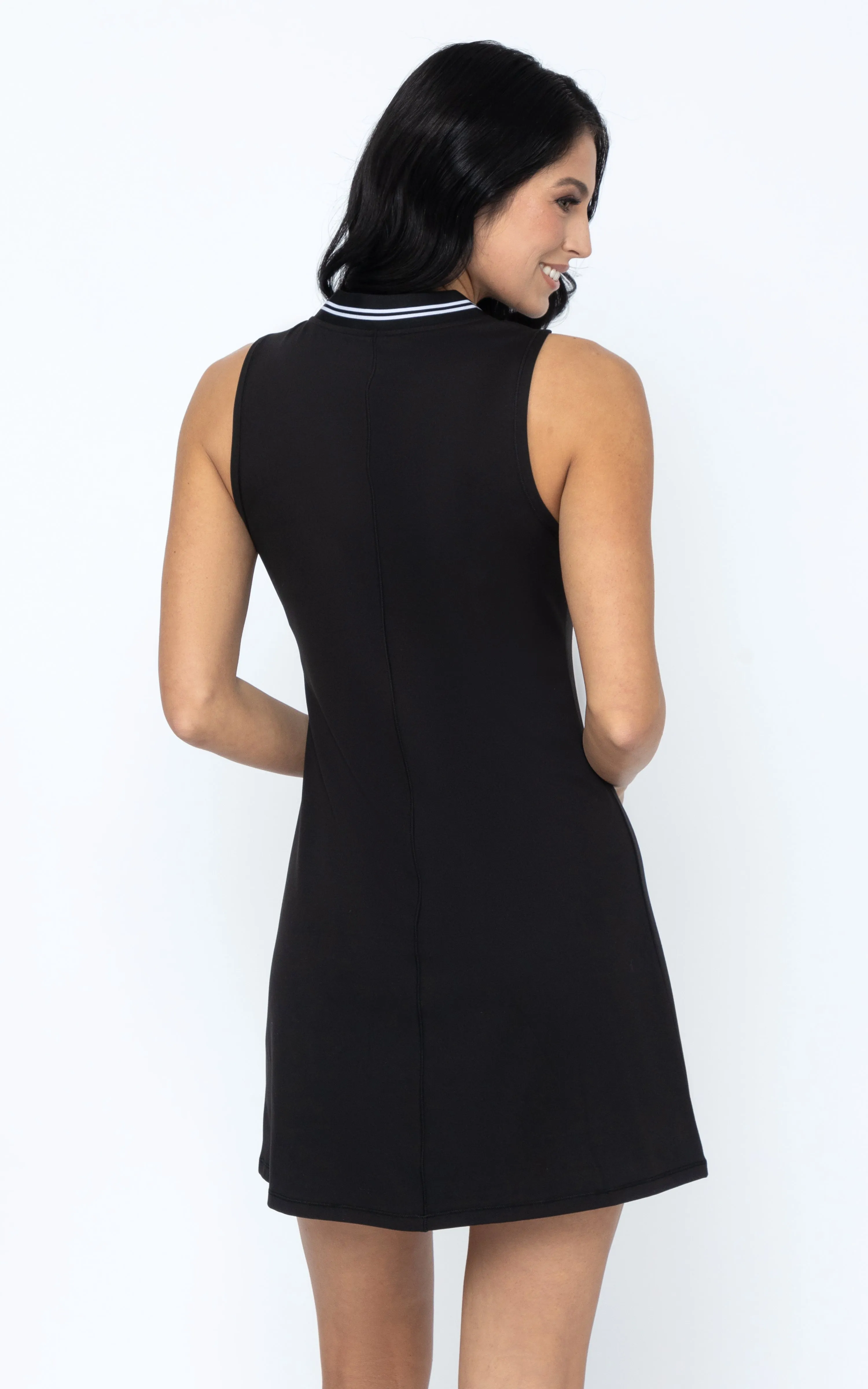 V-Neck Slit Tennis Dress with Contrast Stripe sold by 90 Degree By Reflex product image thumbnail 2