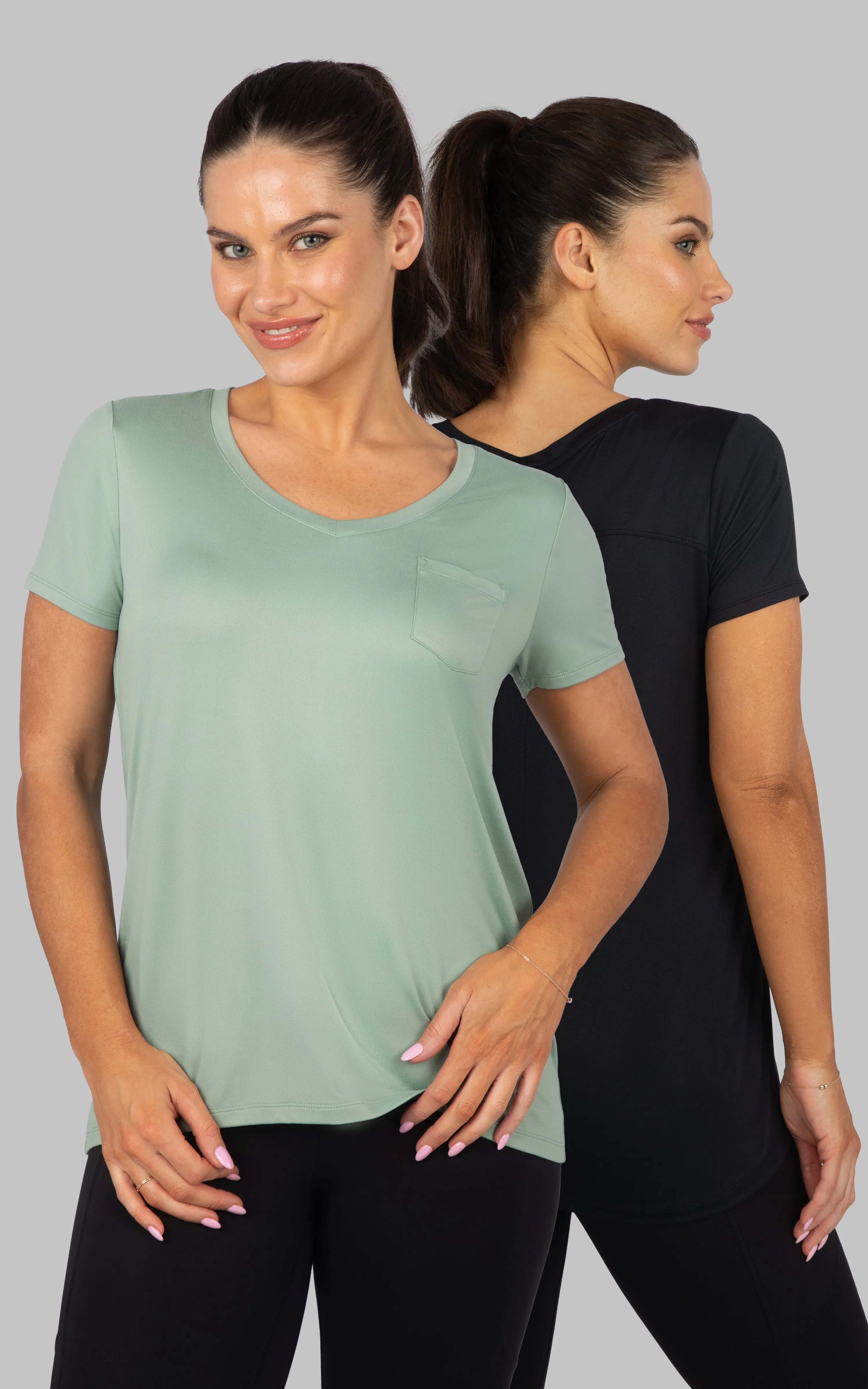 2 PK Super Soft V-Neck Short Sleeve Shirts sold by 90 Degree By Reflex product image thumbnail 2