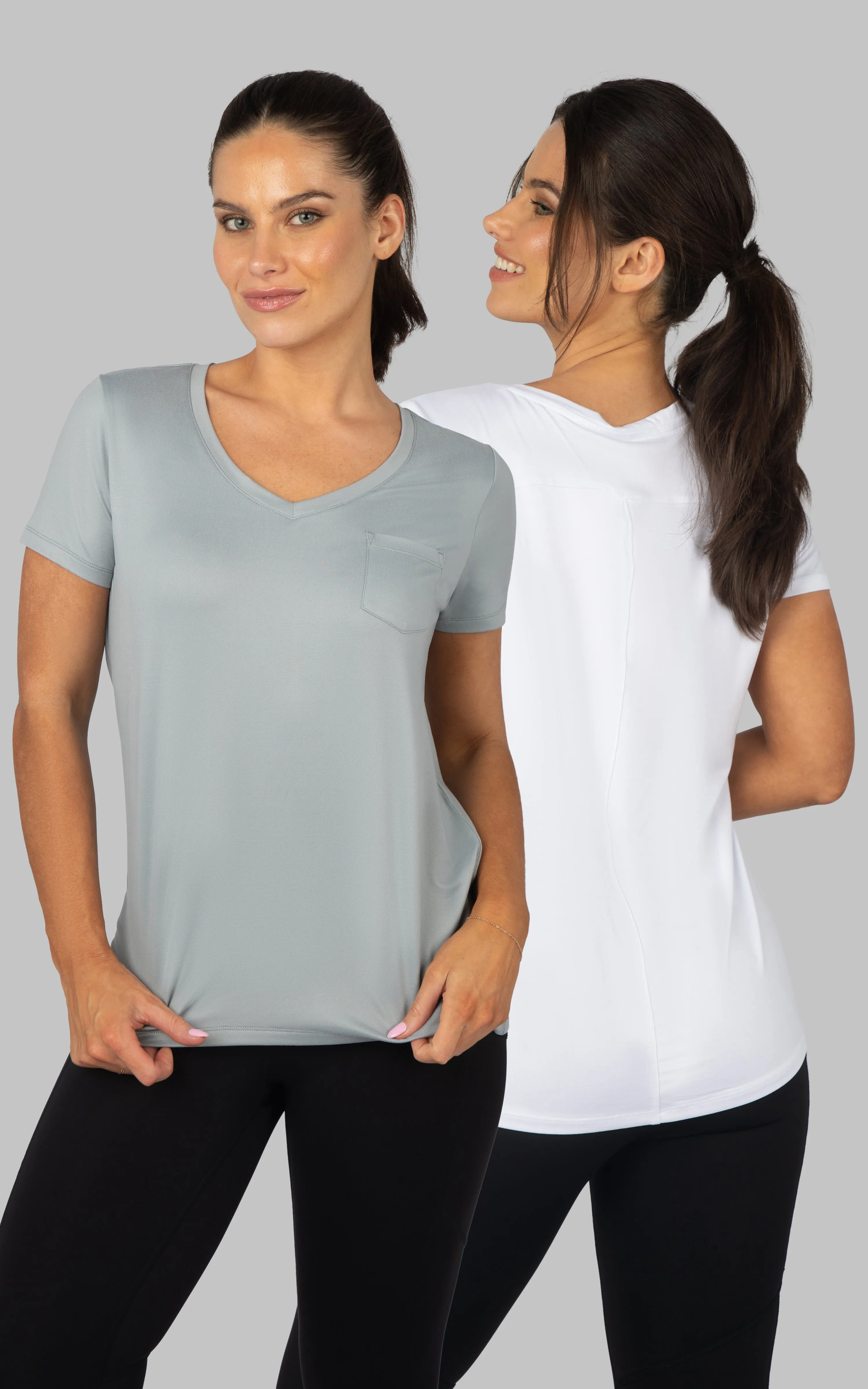 2 PK Super Soft V-Neck Short Sleeve Shirts sold by 90 Degree By Reflex product image thumbnail 3