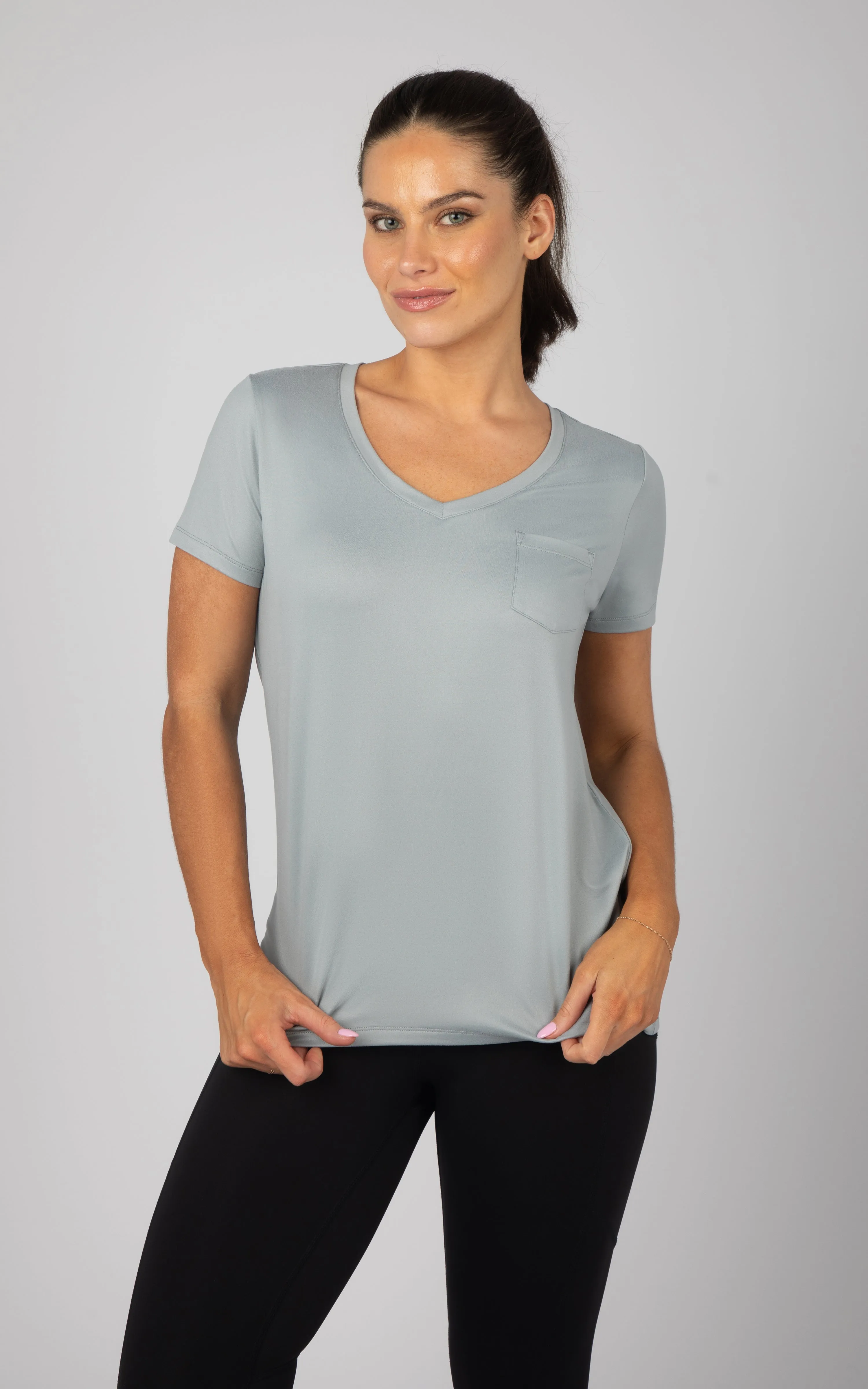 2 PK Super Soft V-Neck Short Sleeve Shirts sold by 90 Degree By Reflex product image thumbnail 4