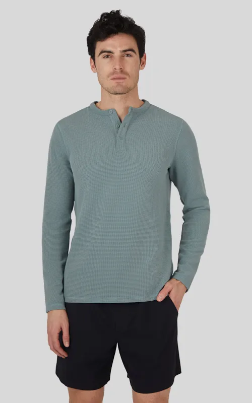 Mens Supreme Airtech Long Sleeve Henley Shirt made by 90 Degree By Reflex