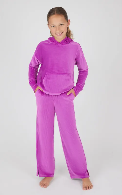 Girls 2 PC Ribbed Velour Hoodie and Straight Leg Pant sold by 90 Degree By Reflex