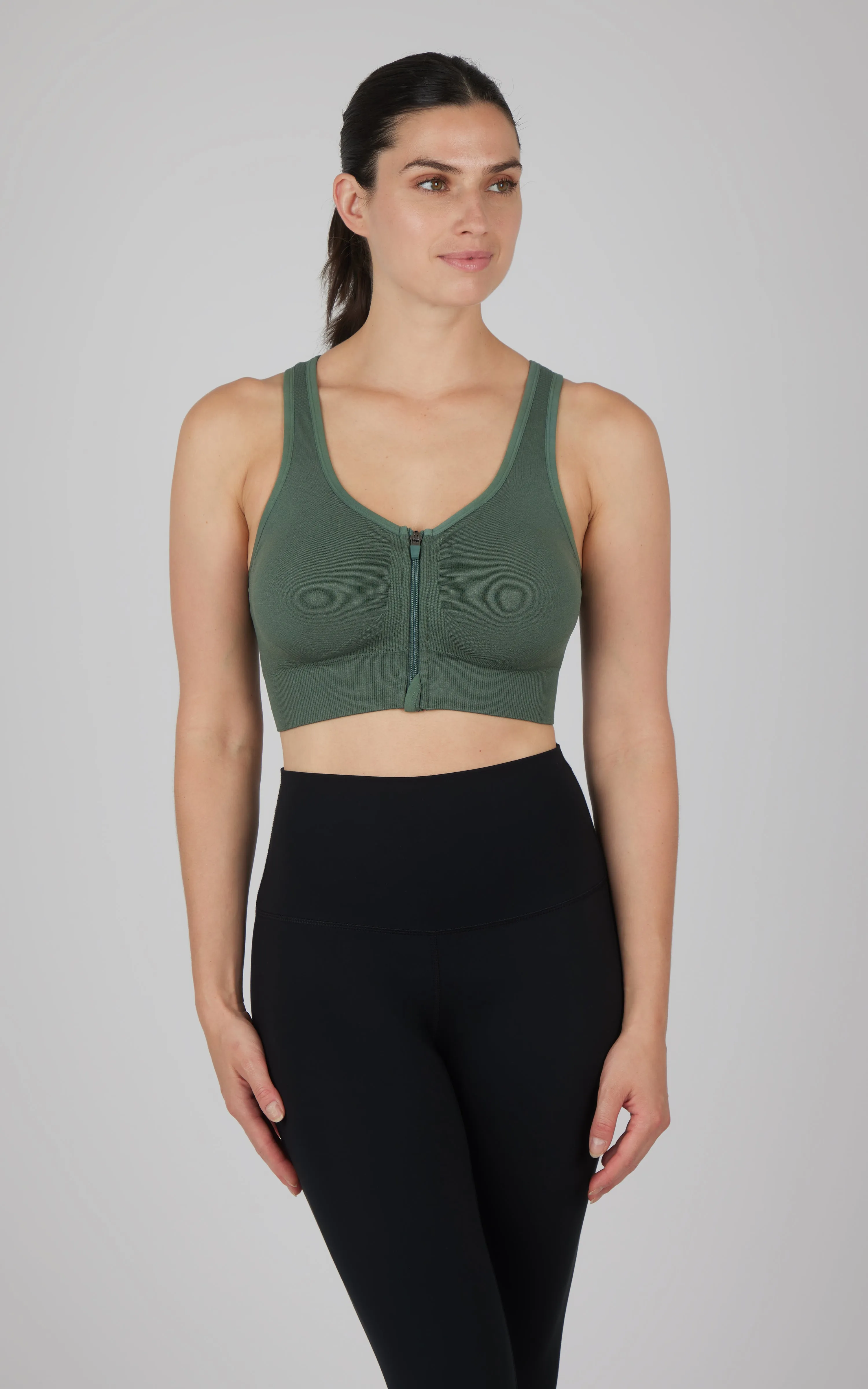 Seamless Front Zip Bra Top sold by 90 Degree By Reflex