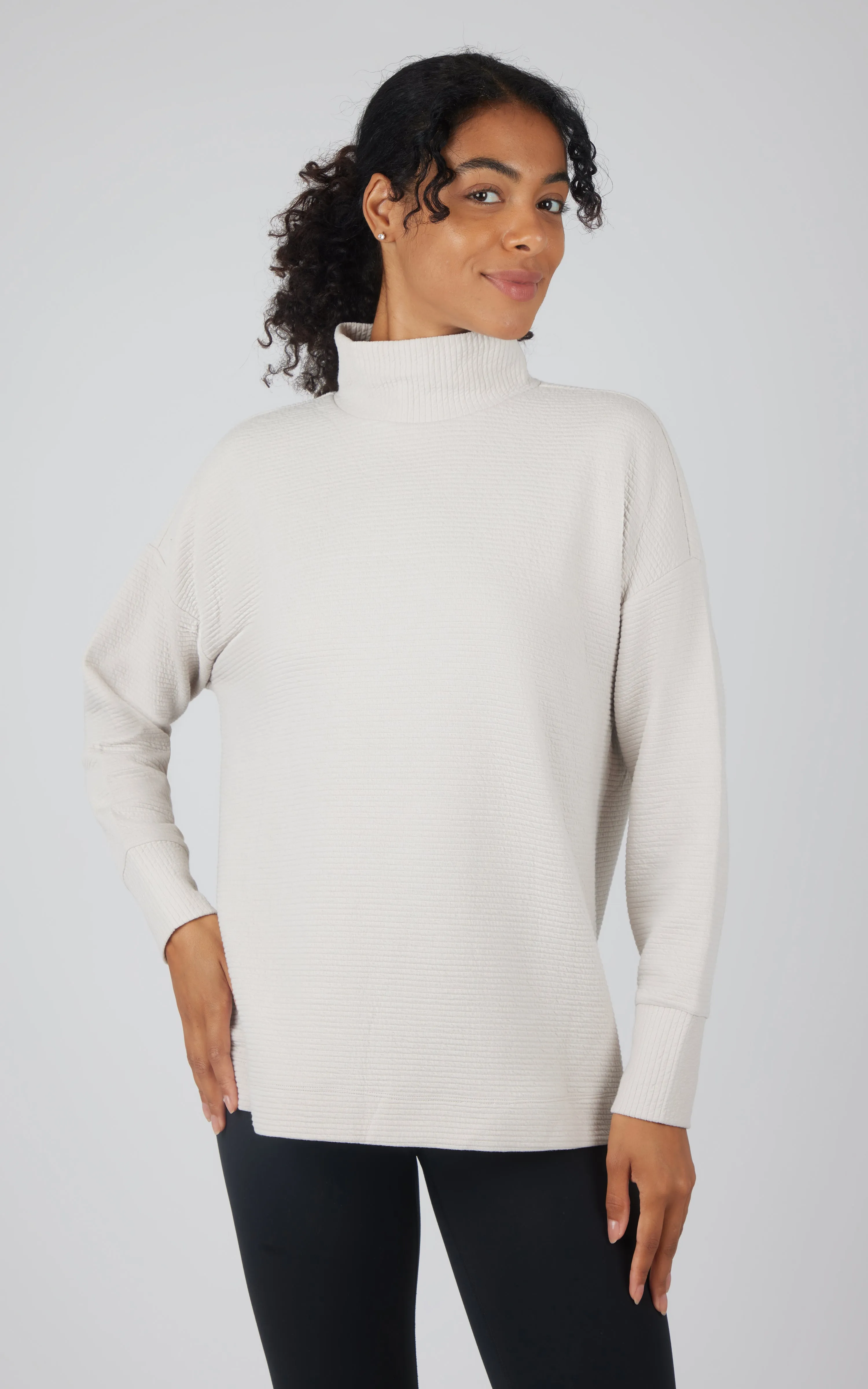 Horizontal Quilted Maitri Funnel Neck Pullover Tunic sold by 90 Degree By Reflex product image thumbnail 4