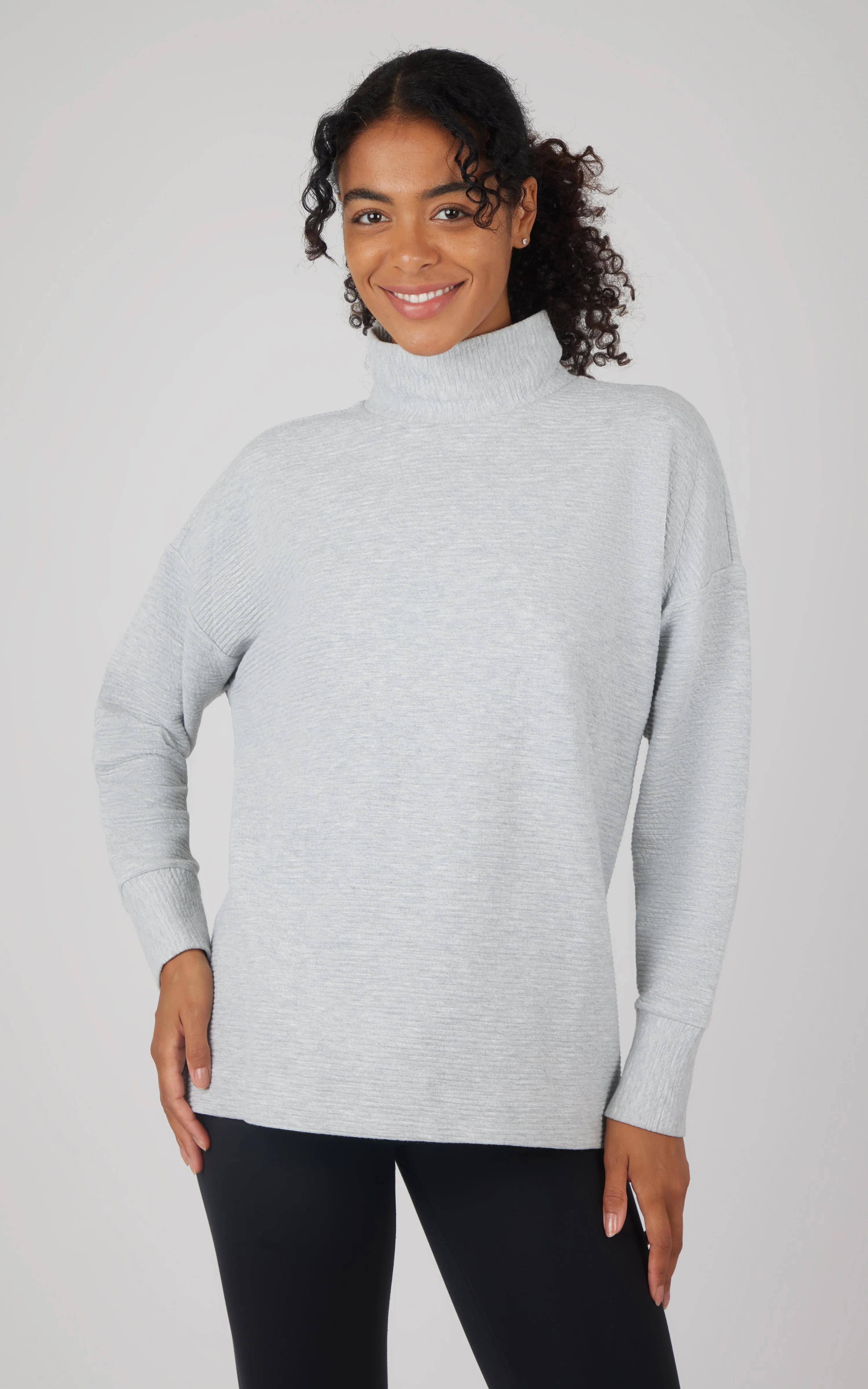 Horizontal Quilted Maitri Funnel Neck Pullover Tunic sold by 90 Degree By Reflex