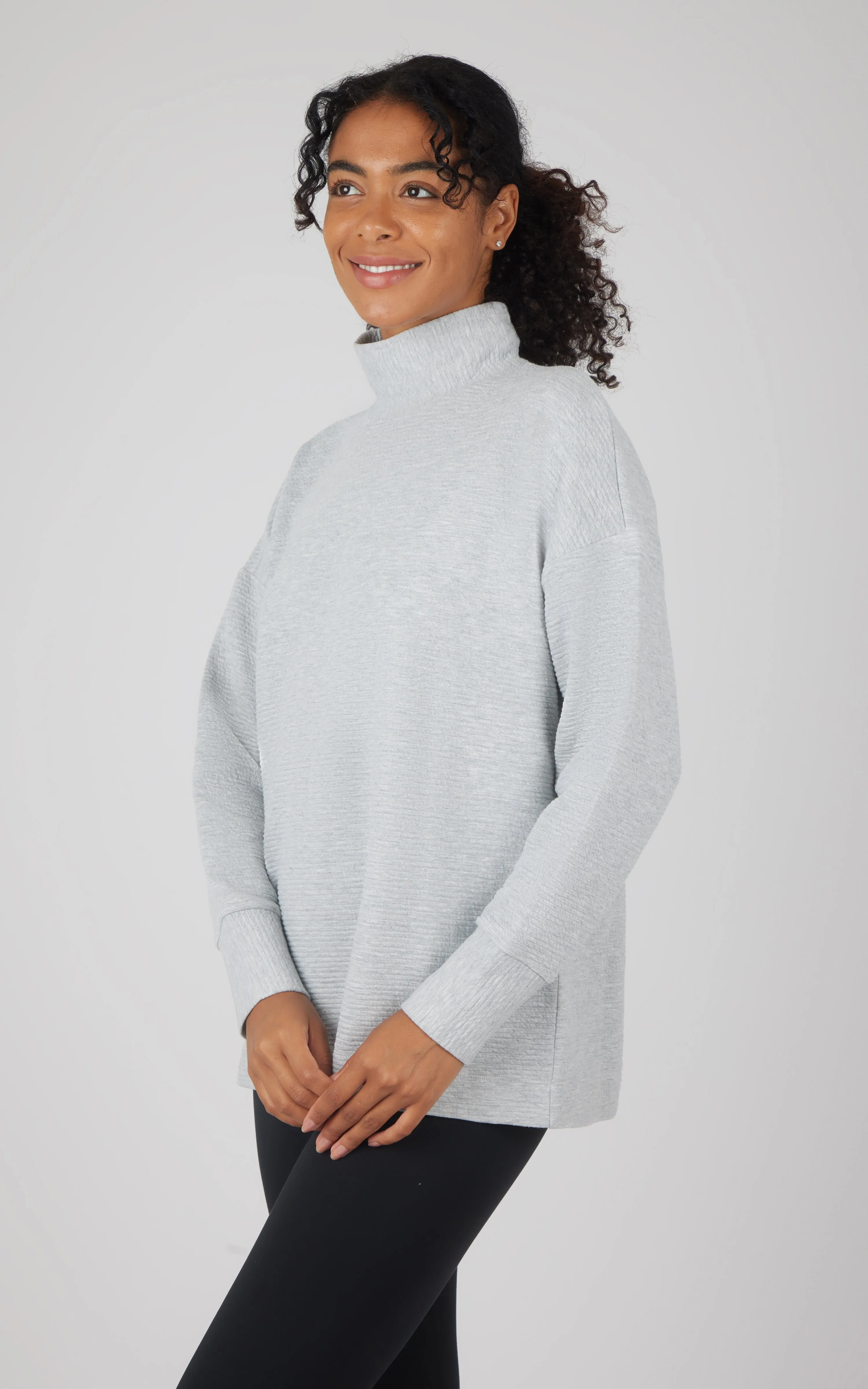 Horizontal Quilted Maitri Funnel Neck Pullover Tunic sold by 90 Degree By Reflex product image thumbnail 2