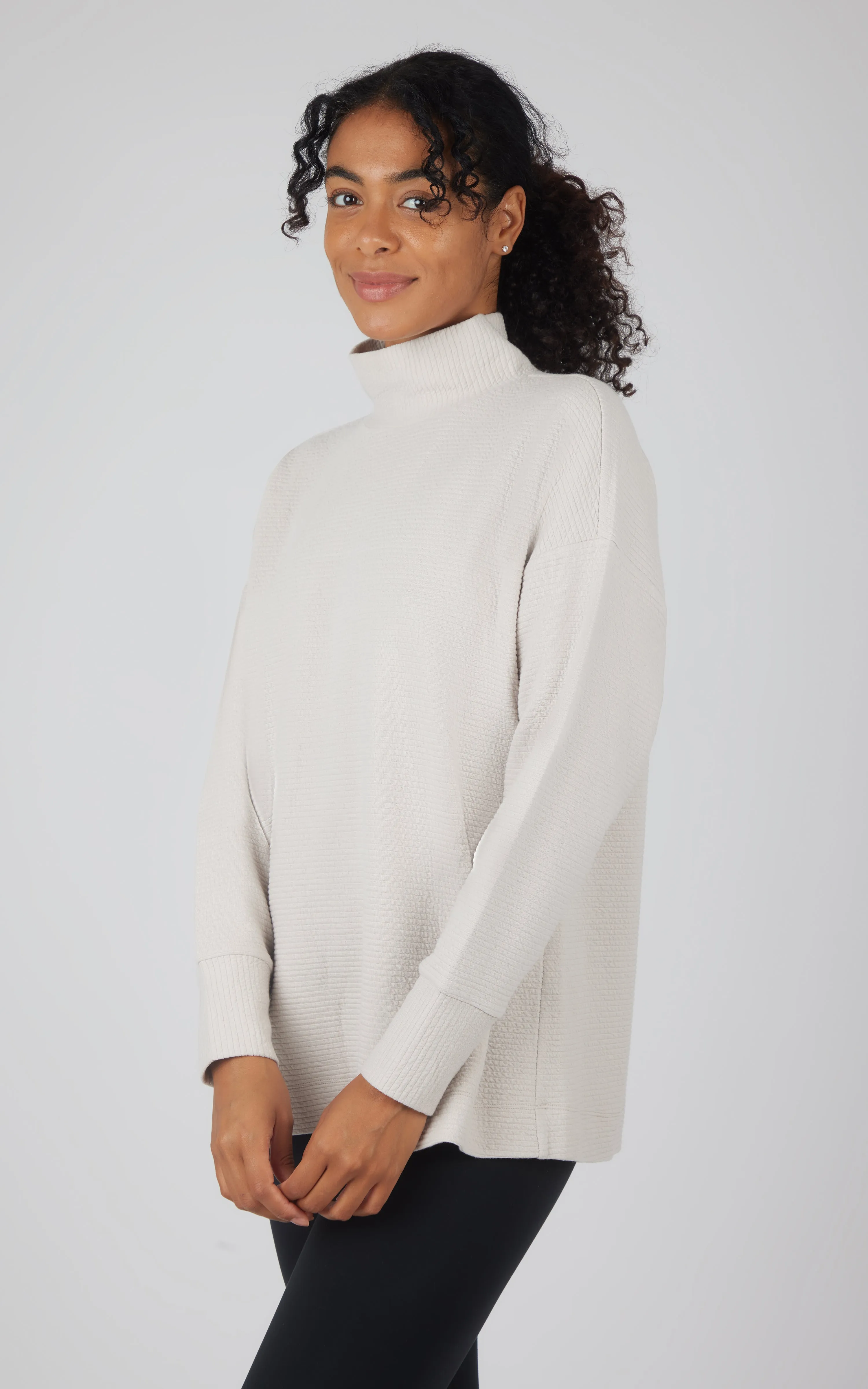 Horizontal Quilted Maitri Funnel Neck Pullover Tunic sold by 90 Degree By Reflex product image thumbnail 5