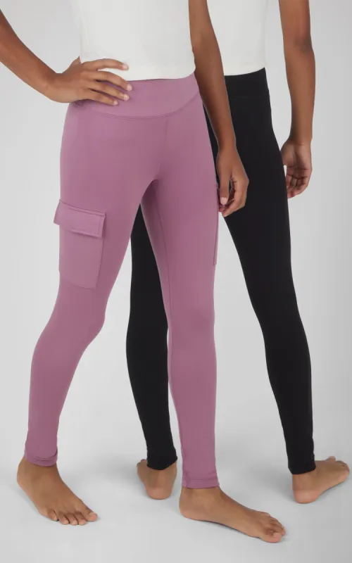 Girls 2 PK Interlock Everyday Cargo and Basic Legging sold by 90 Degree By Reflex