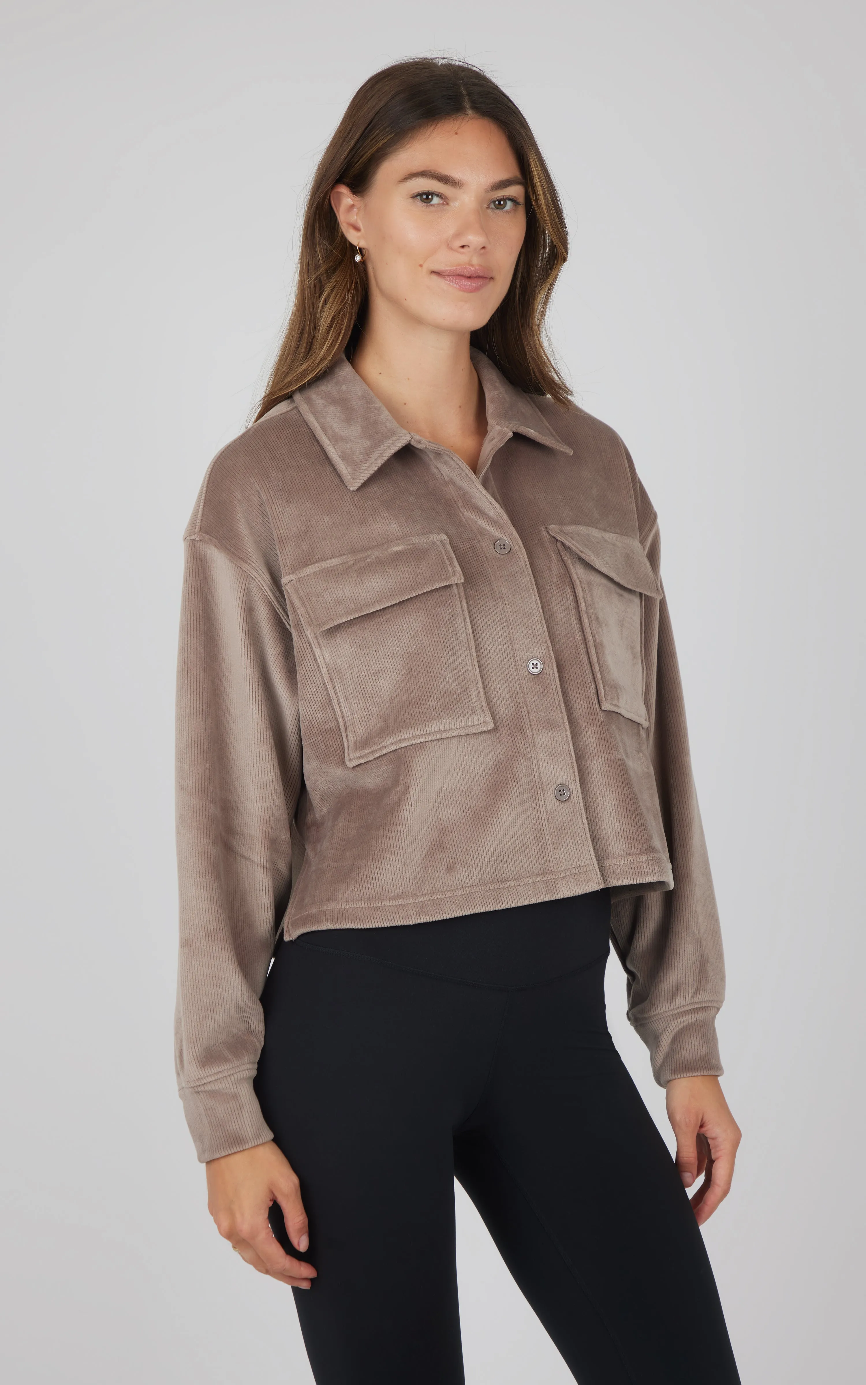 Dreamy Velour Ribbed Shacket sold by 90 Degree By Reflex
