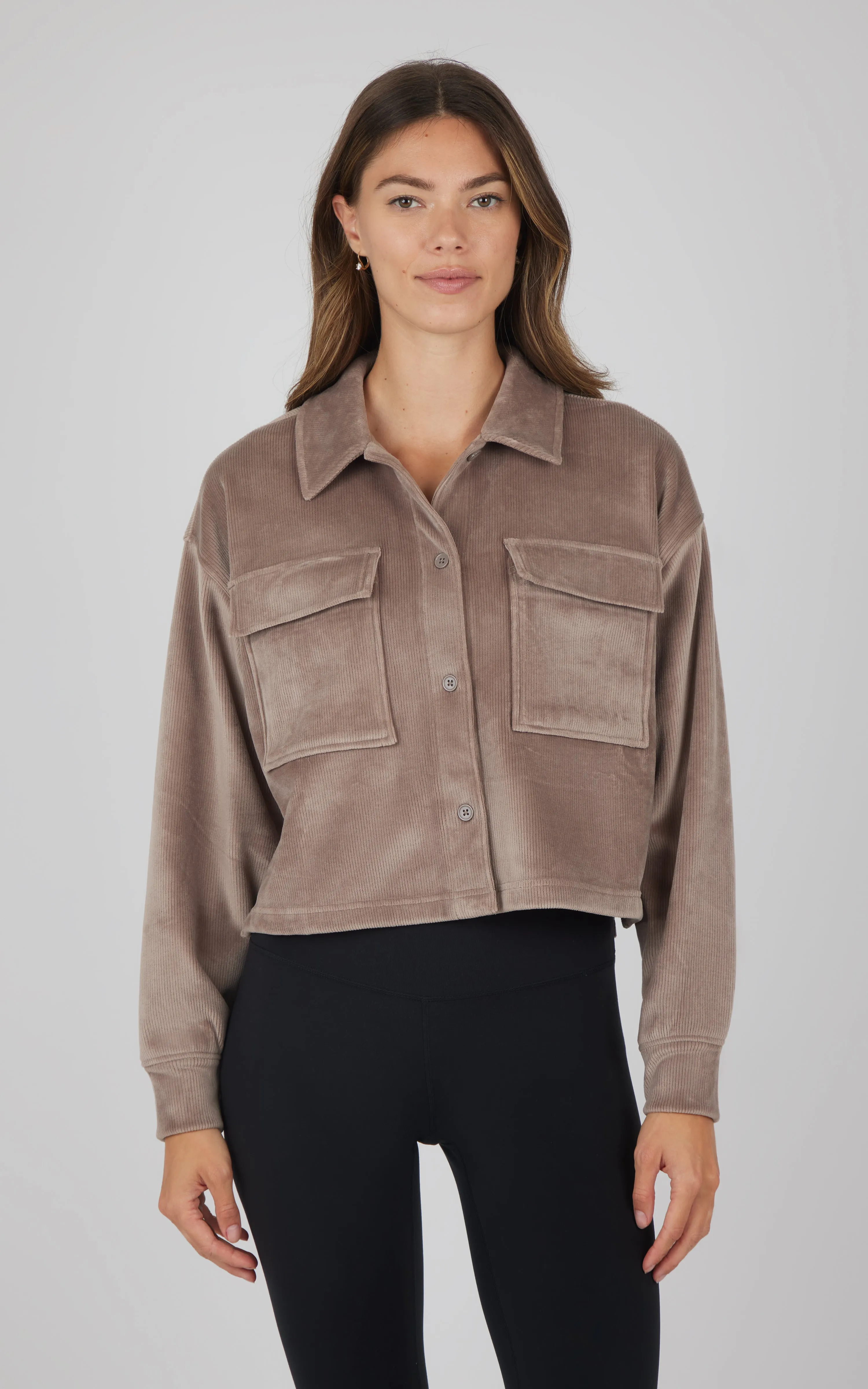 Dreamy Velour Ribbed Shacket sold by 90 Degree By Reflex product image thumbnail 3