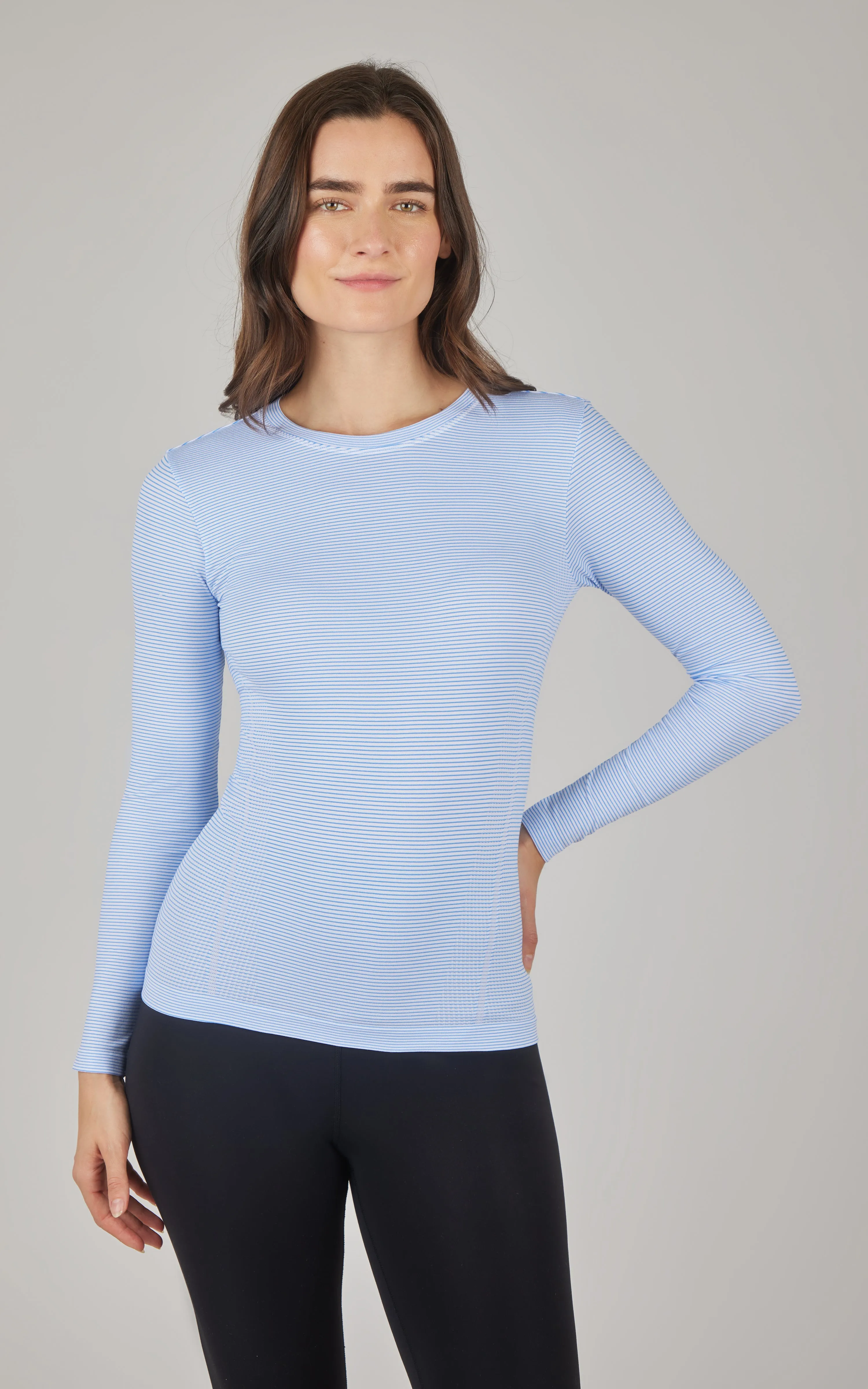 Seamless Stripe Long Sleeve Top sold by 90 Degree By Reflex