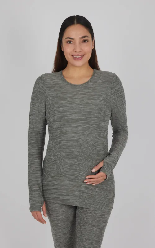 Maternity Heathered Long Sleeve Top sold by 90 Degree By Reflex