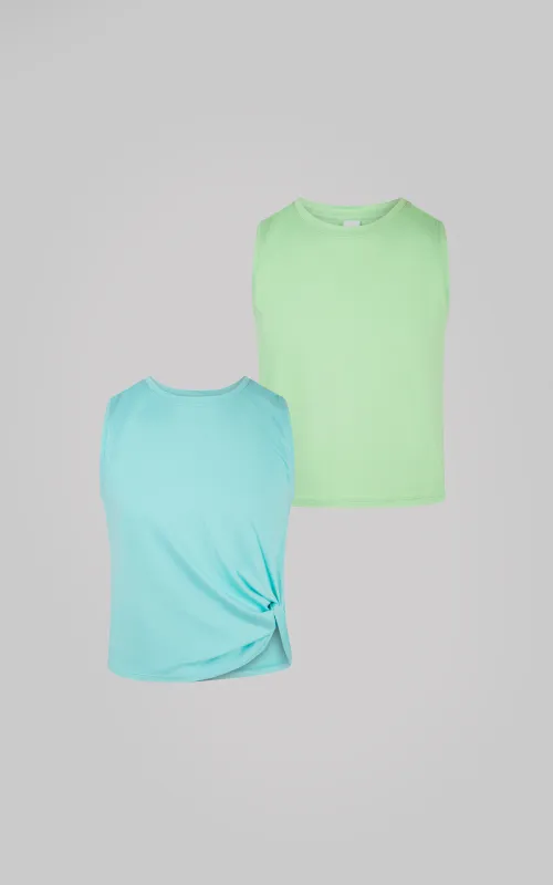 Girls 2 PK Twist Tank and Crew Neck Tank Top made by 90 Degree By Reflex