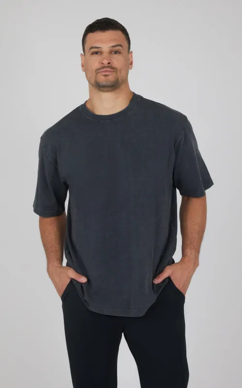 Mens Acid Wash Oversized Boxy Crew Neck Tee sold by 90 Degree By Reflex