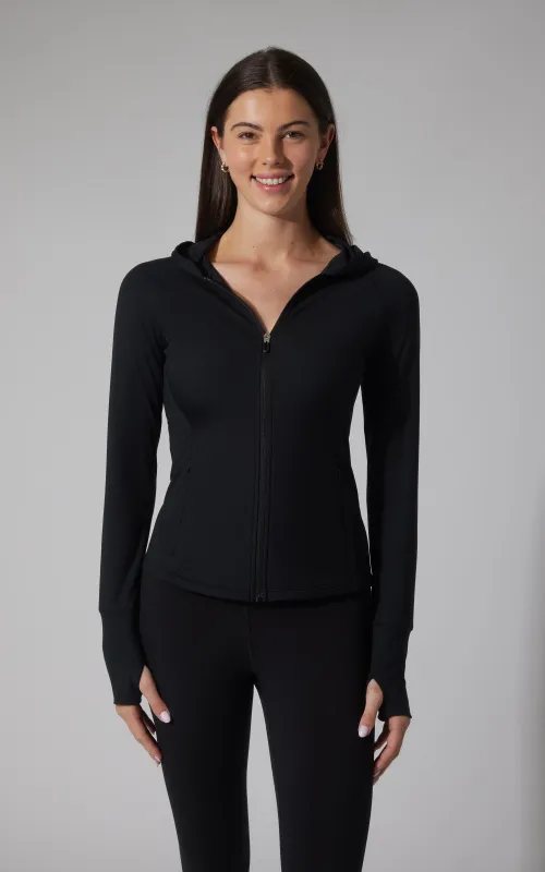 Felix Lux Ribbed Full Zip Hoodie Jacket made by 90 Degree By Reflex