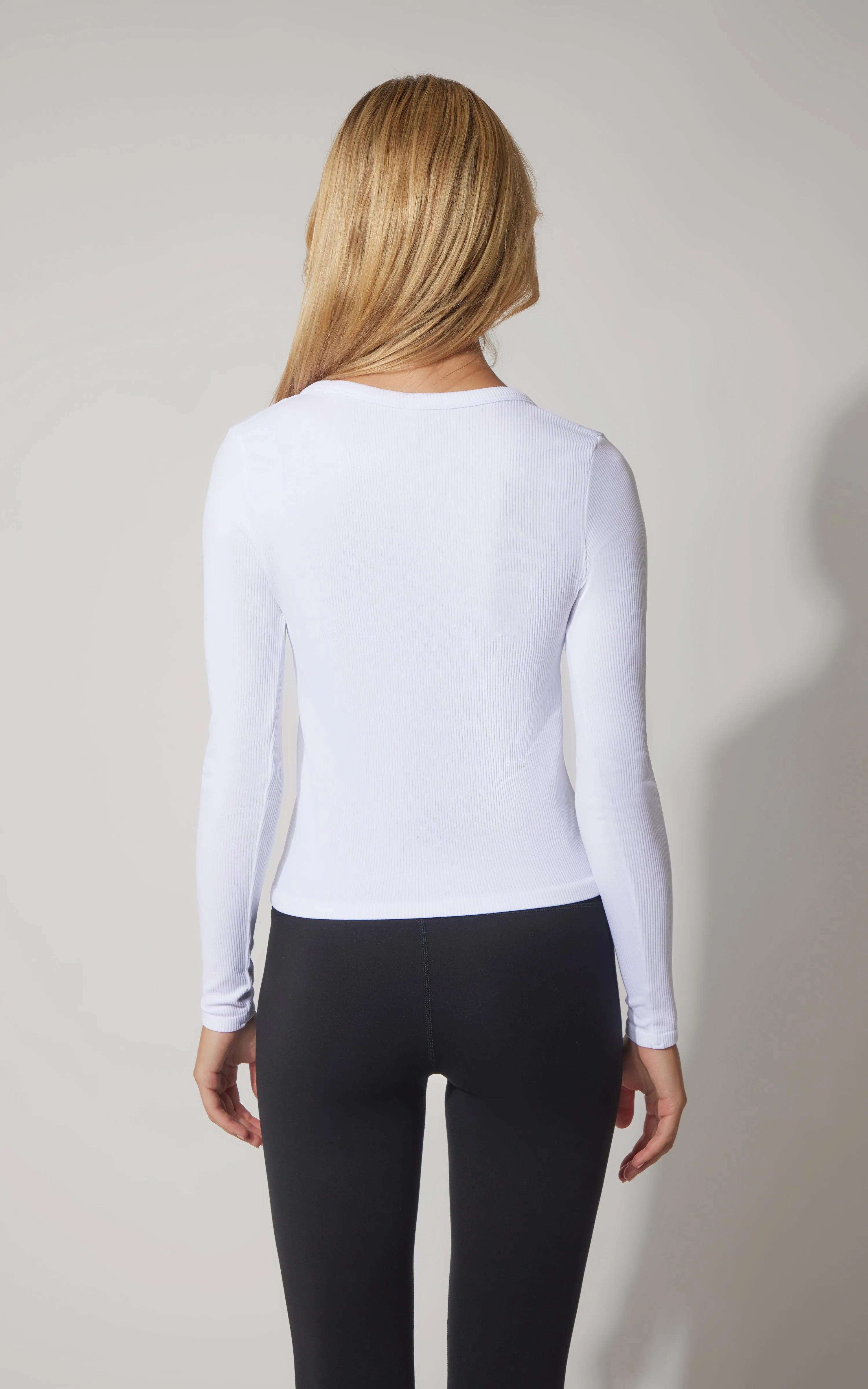 3 PK Ribbed Seamless Crew Neck, Scoop Neck and Sqaure Neck Long Sleeve Top sold by 90 Degree By Reflex product image thumbnail 5