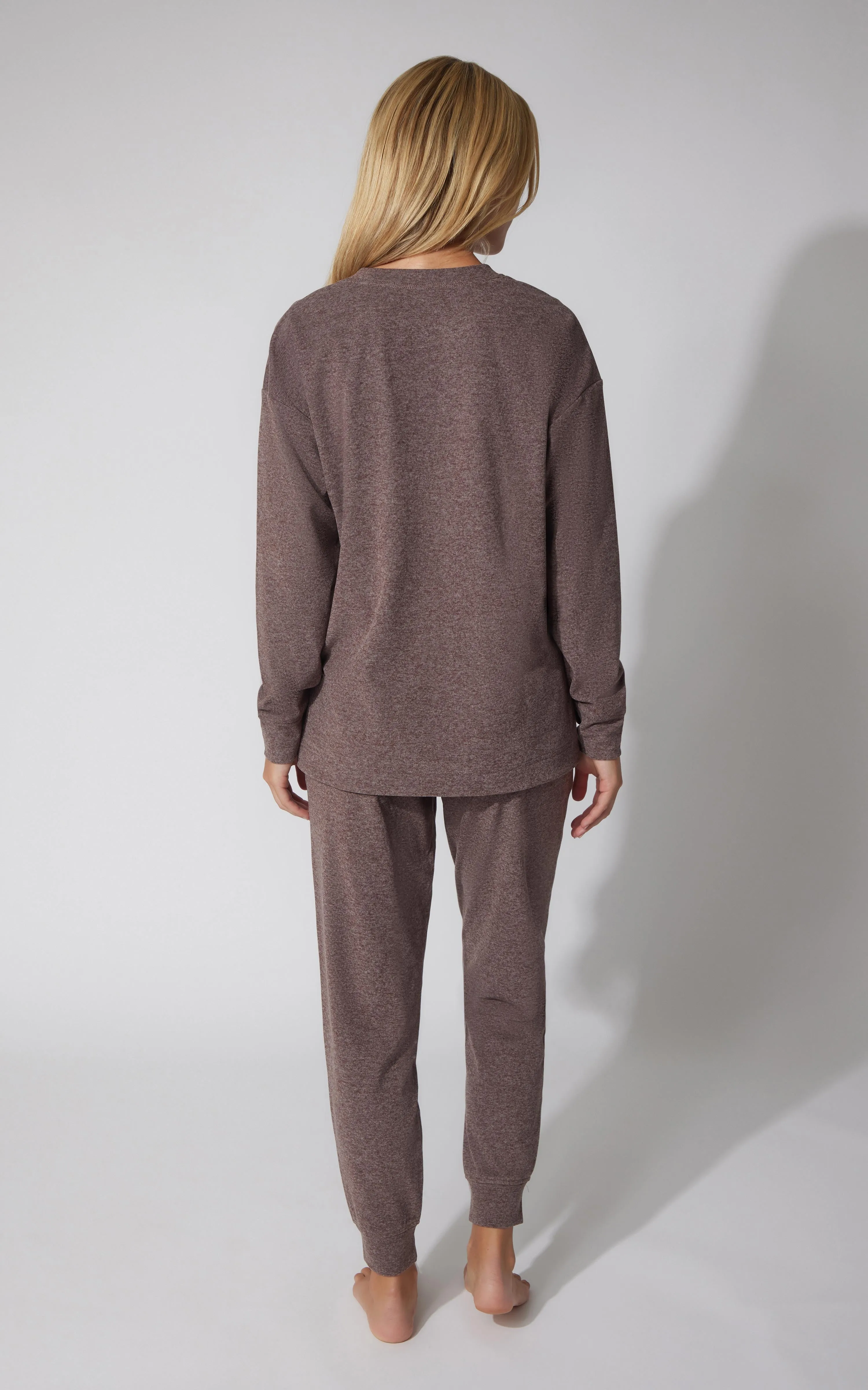 2 PC Marled Pique Oversized Crew Neck Sweatshirt and Slim Fit Jogger Set sold by 90 Degree By Reflex product image thumbnail 4