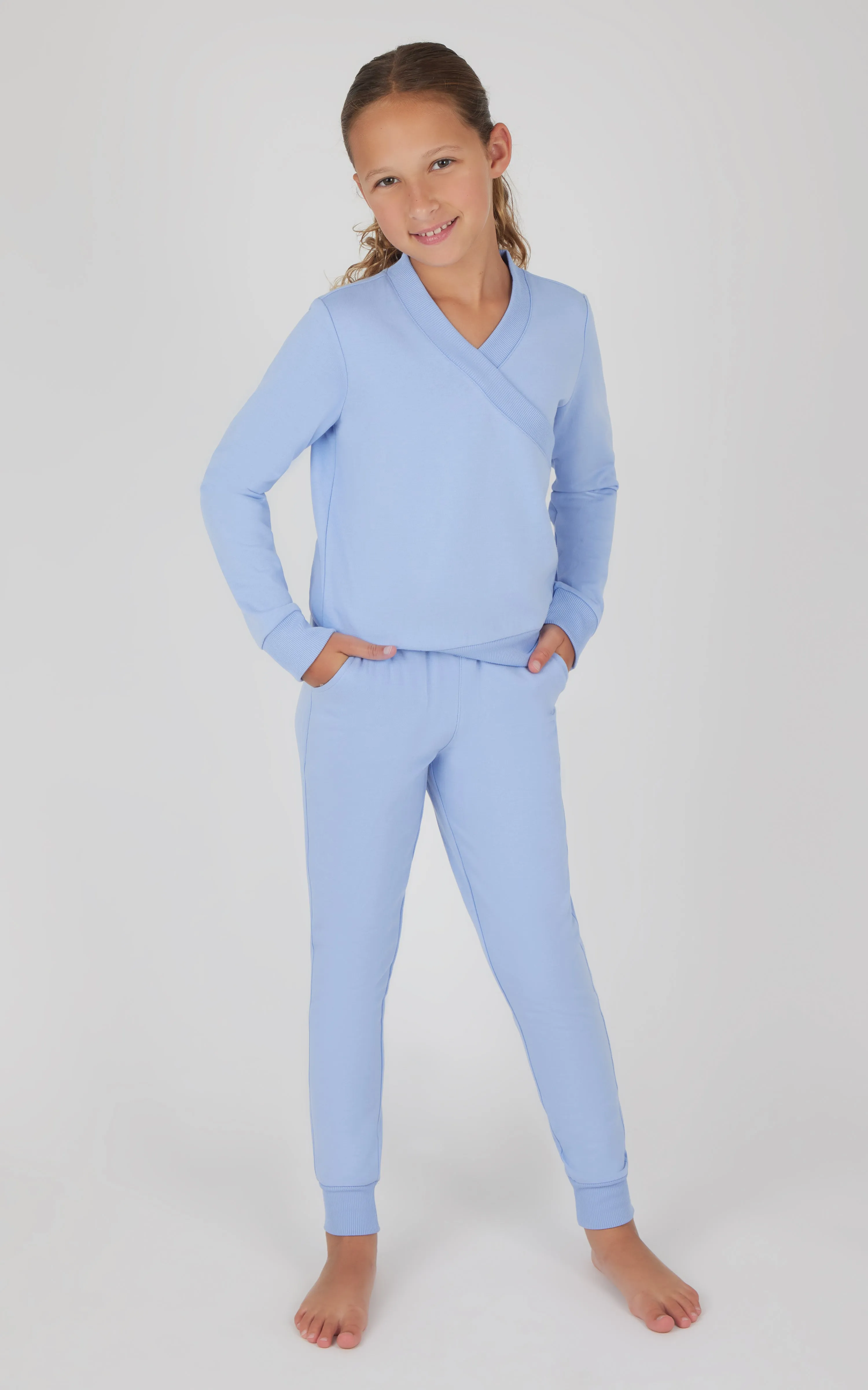 Girls 2 PC Terry Crossover Long Sleeve Top + Brushed Jogger Set sold by 90 Degree By Reflex product image thumbnail 5