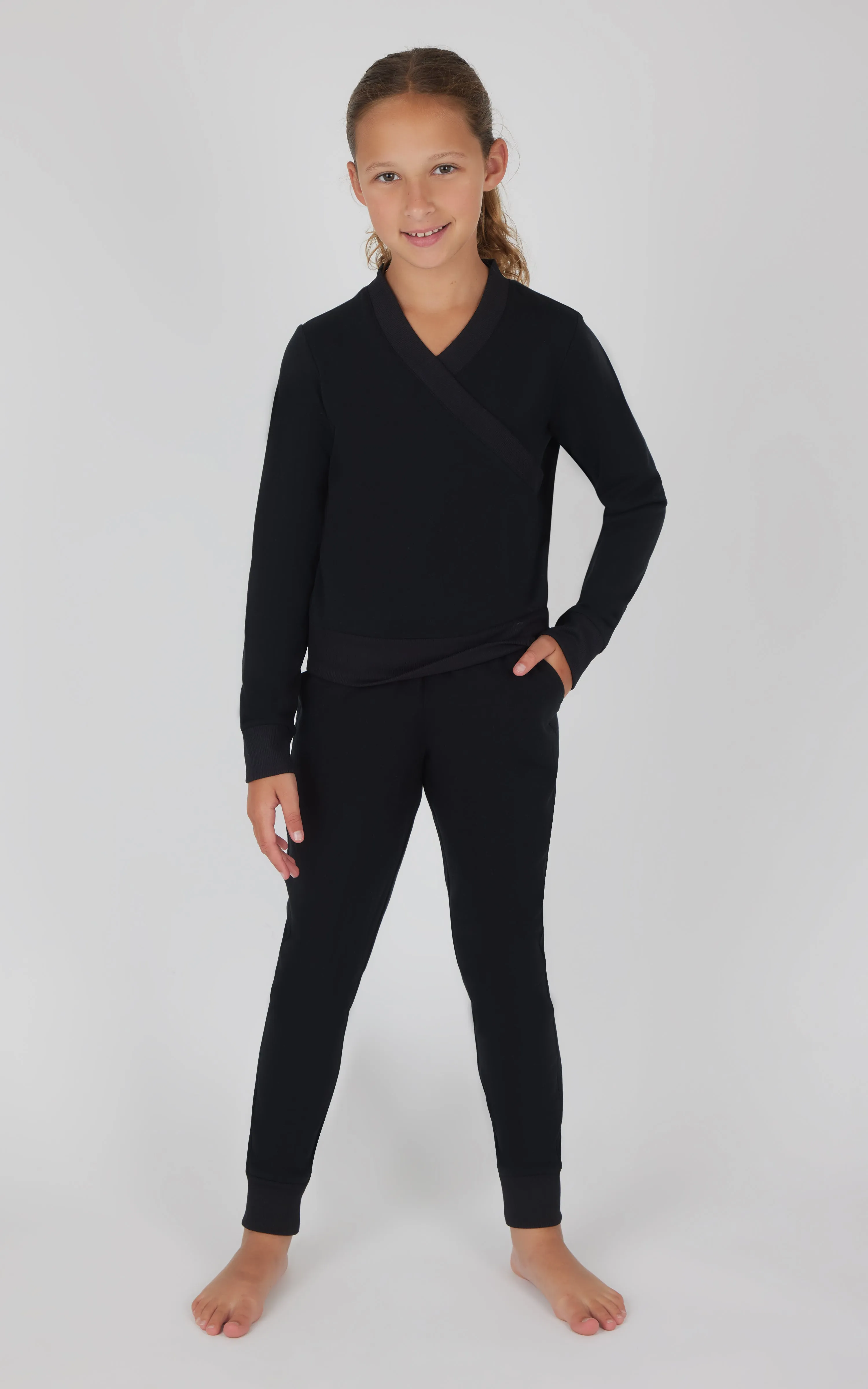 Girls 2 PC Terry Crossover Long Sleeve Top + Brushed Jogger Set sold by 90 Degree By Reflex product image thumbnail 2