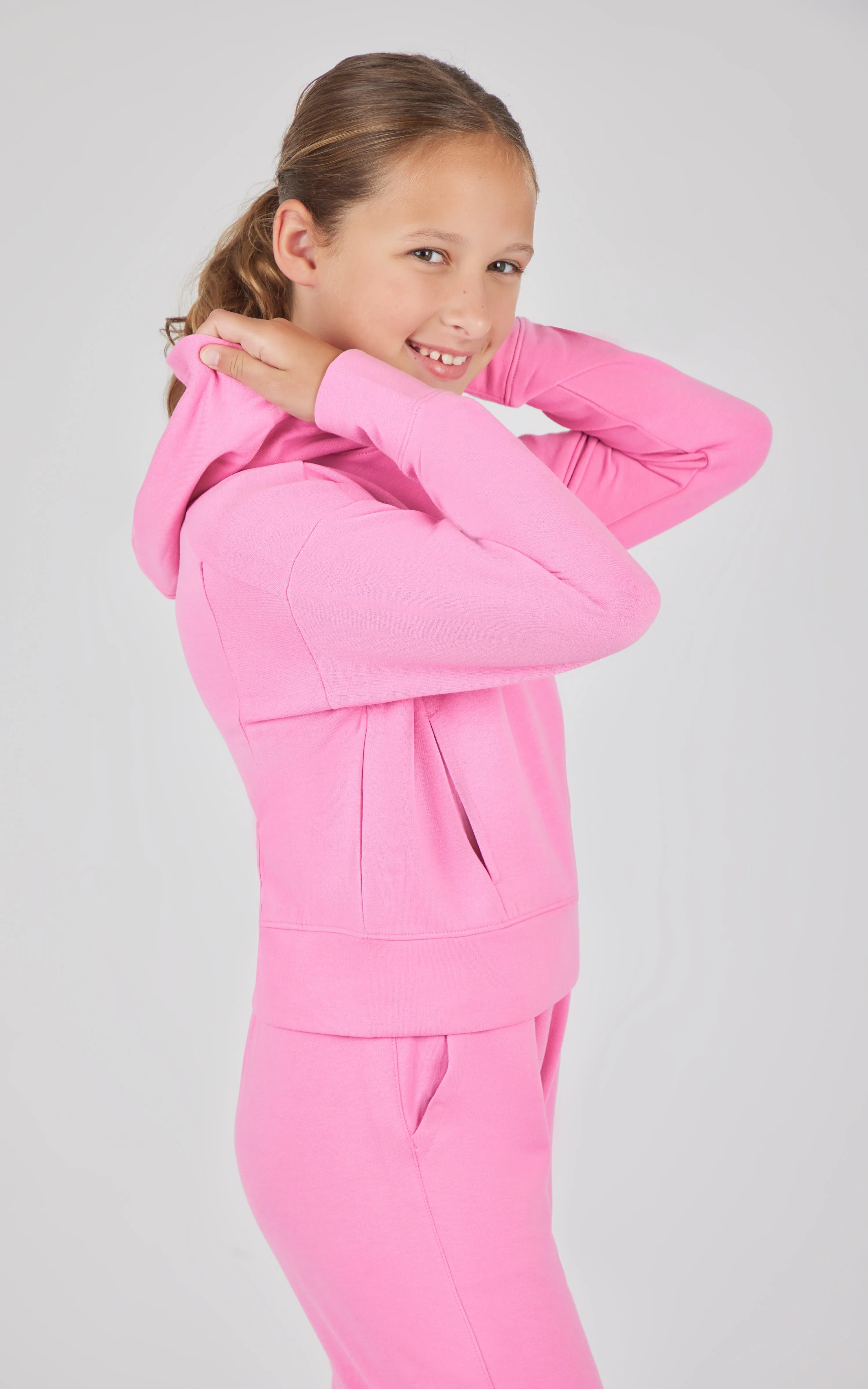 Girls 2 PC Terry Brushed Hoodie + Terry Brushed Jogger sold by 90 Degree By Reflex product image thumbnail 5