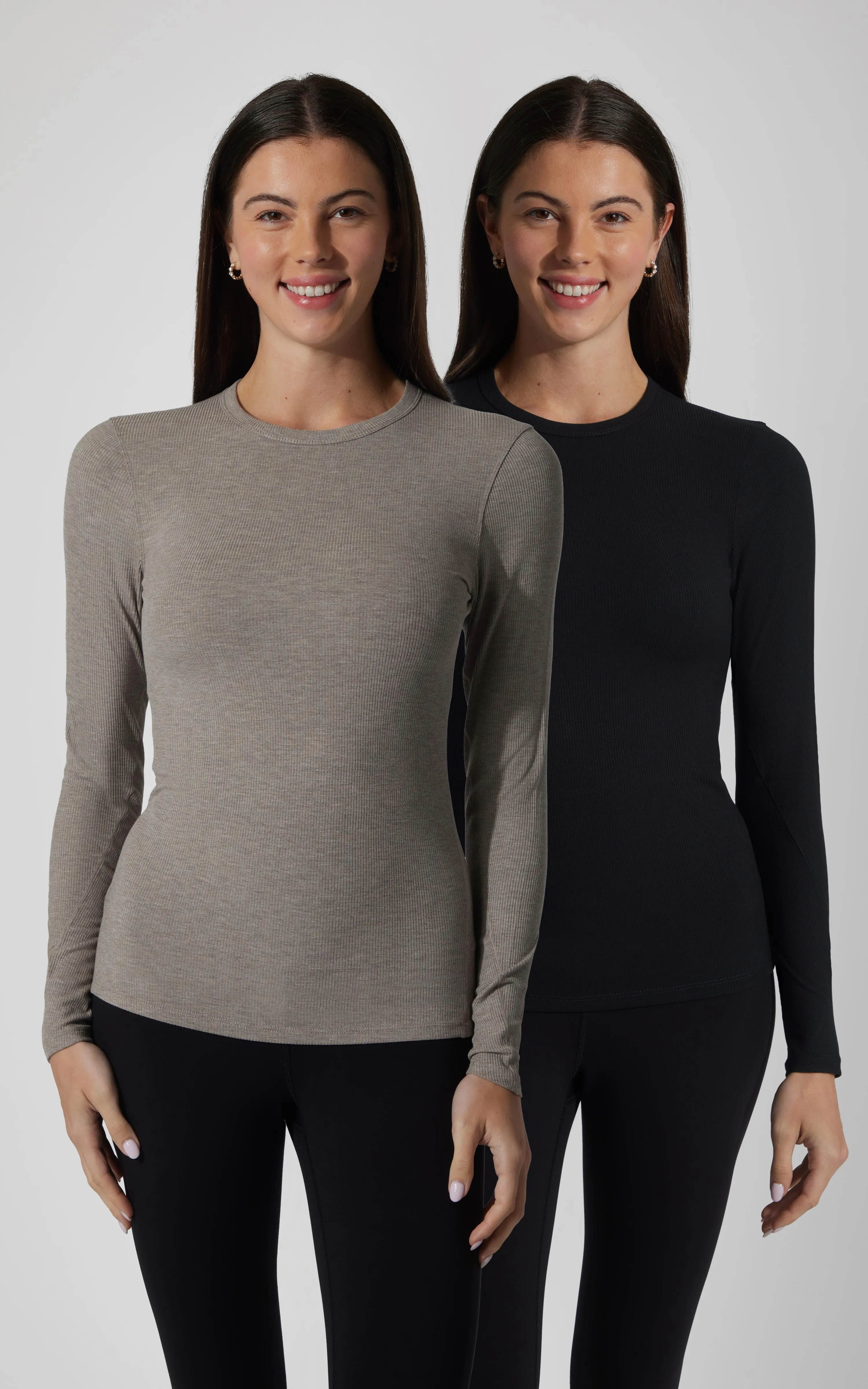 2 PK Ribbed Crew Neck Long Sleeve Top sold by 90 Degree By Reflex product image thumbnail 2