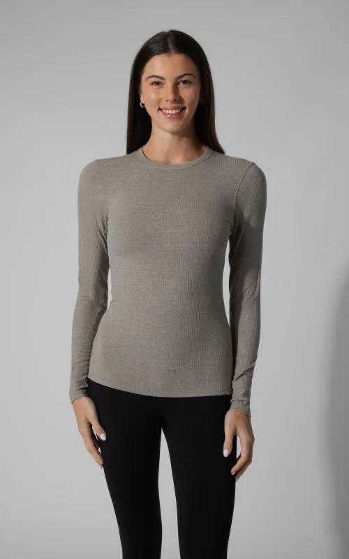 2 PK Ribbed Crew Neck Long Sleeve Top sold by 90 Degree By Reflex