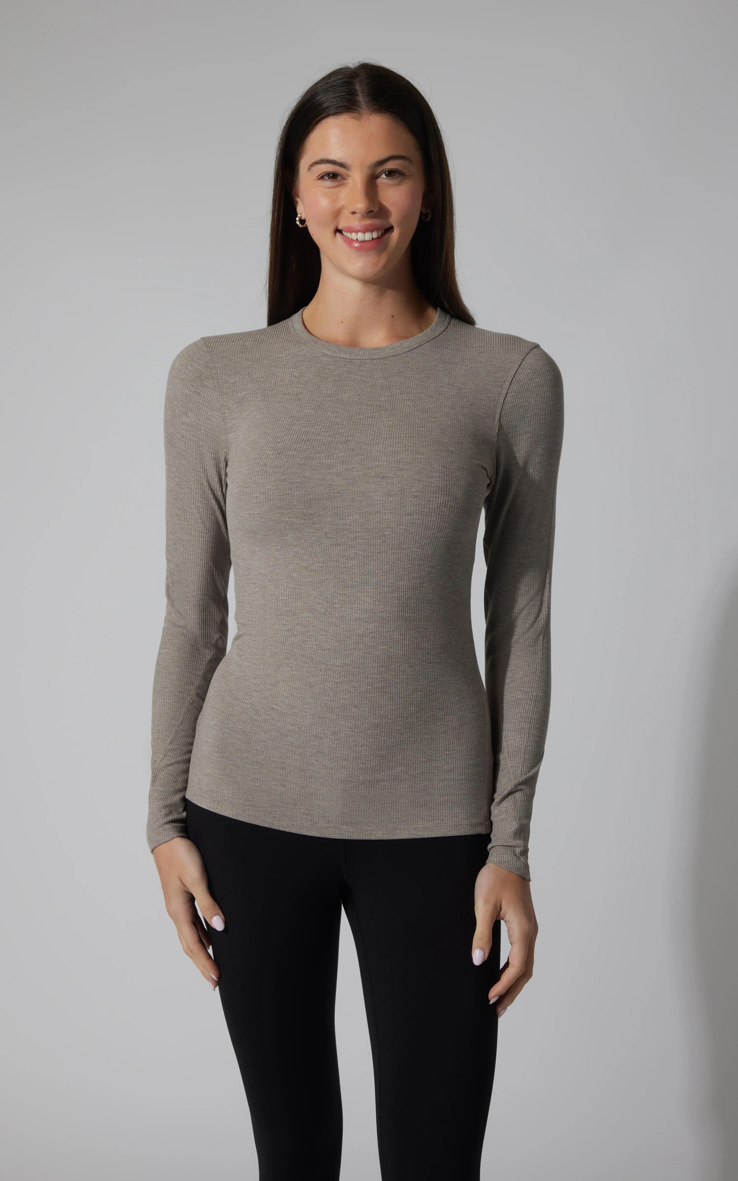 2 PK Ribbed Crew Neck Long Sleeve Top sold by 90 Degree By Reflex