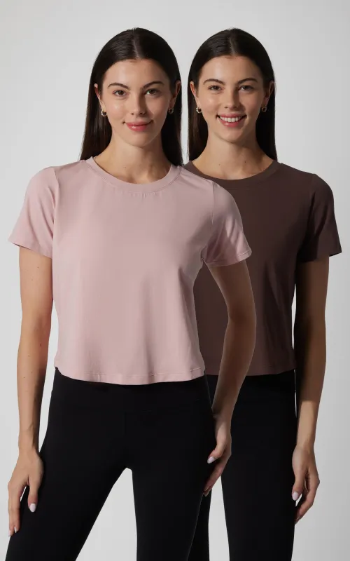 2 PK Airlite Boxy Cropped Short Sleeve Tee sold by 90 Degree By Reflex