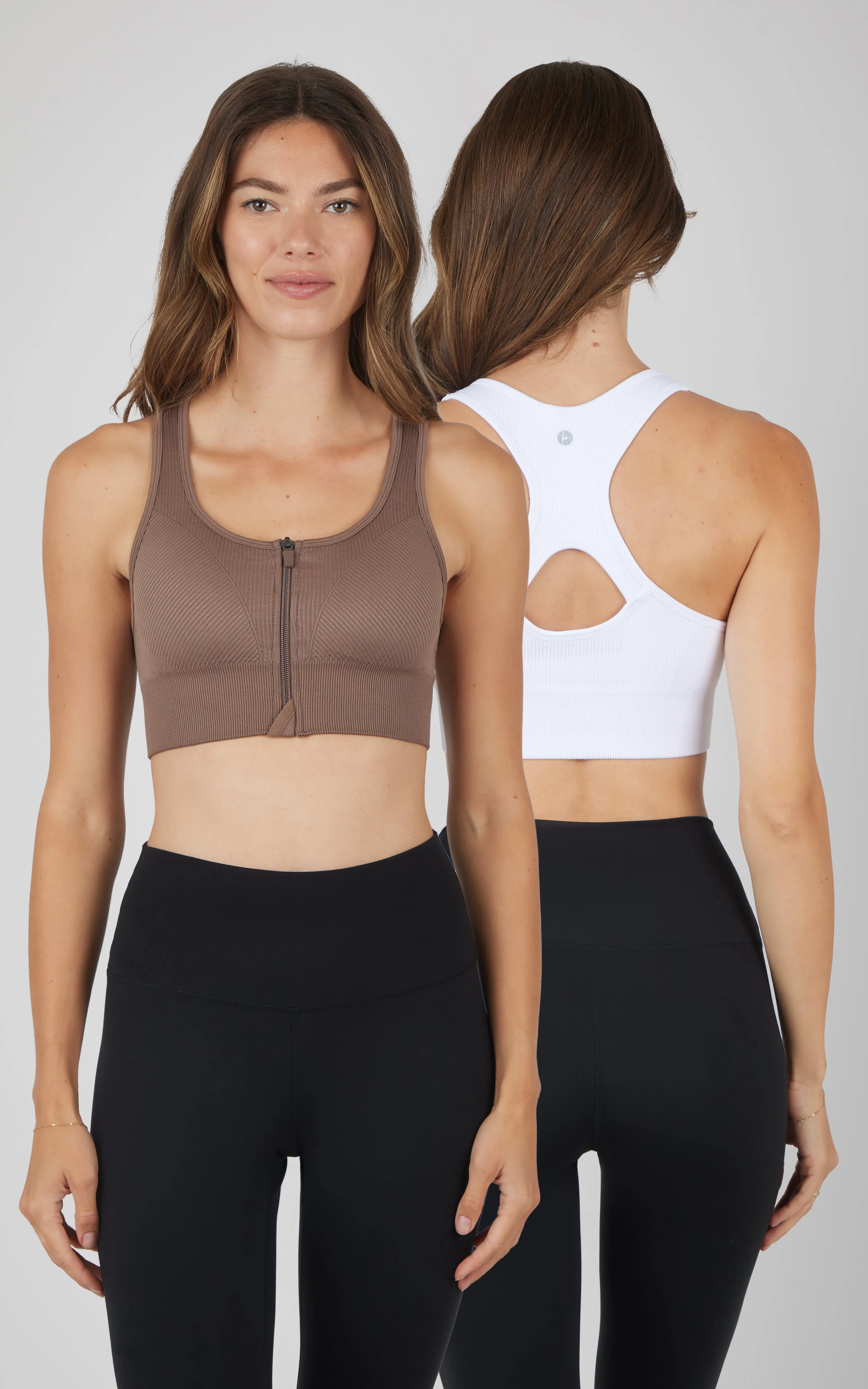 2 PK Ribbed Seamless Zip Front Bra sold by 90 Degree By Reflex product image thumbnail 2