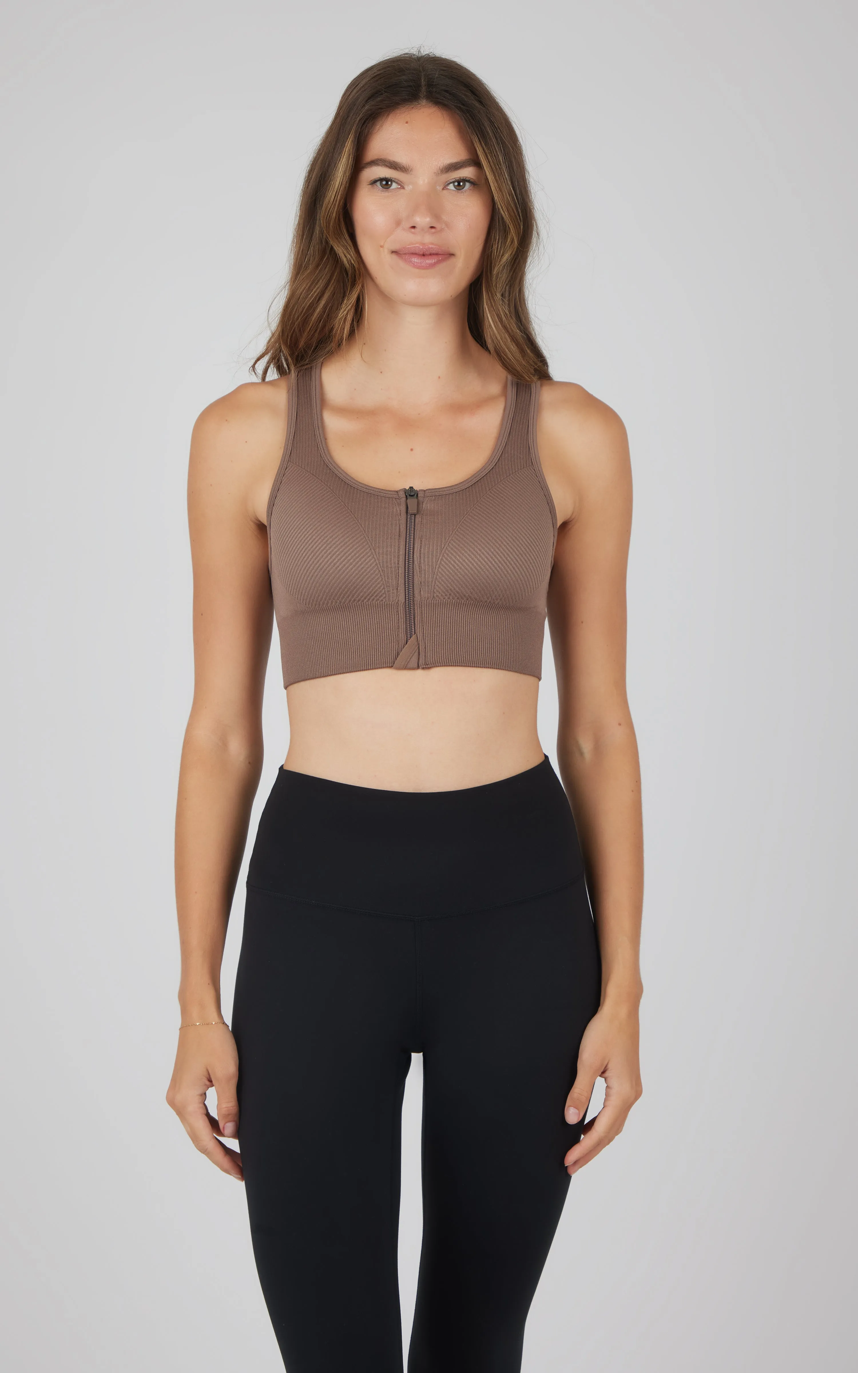 2 PK Ribbed Seamless Zip Front Bra sold by 90 Degree By Reflex