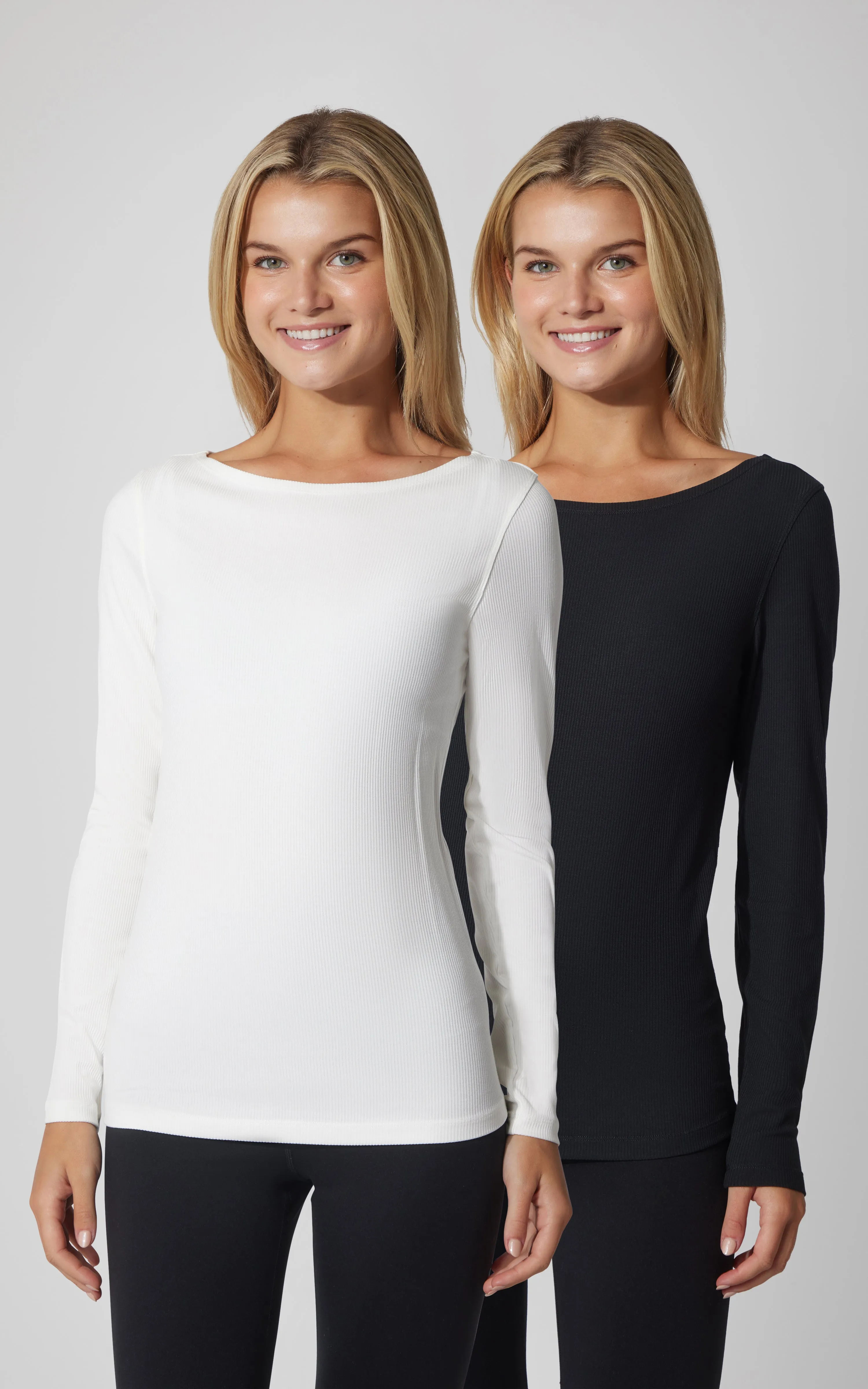 2 PK Heavenly Ribbed Boat Neck Long Sleeve Top sold by 90 Degree By Reflex product image thumbnail 2
