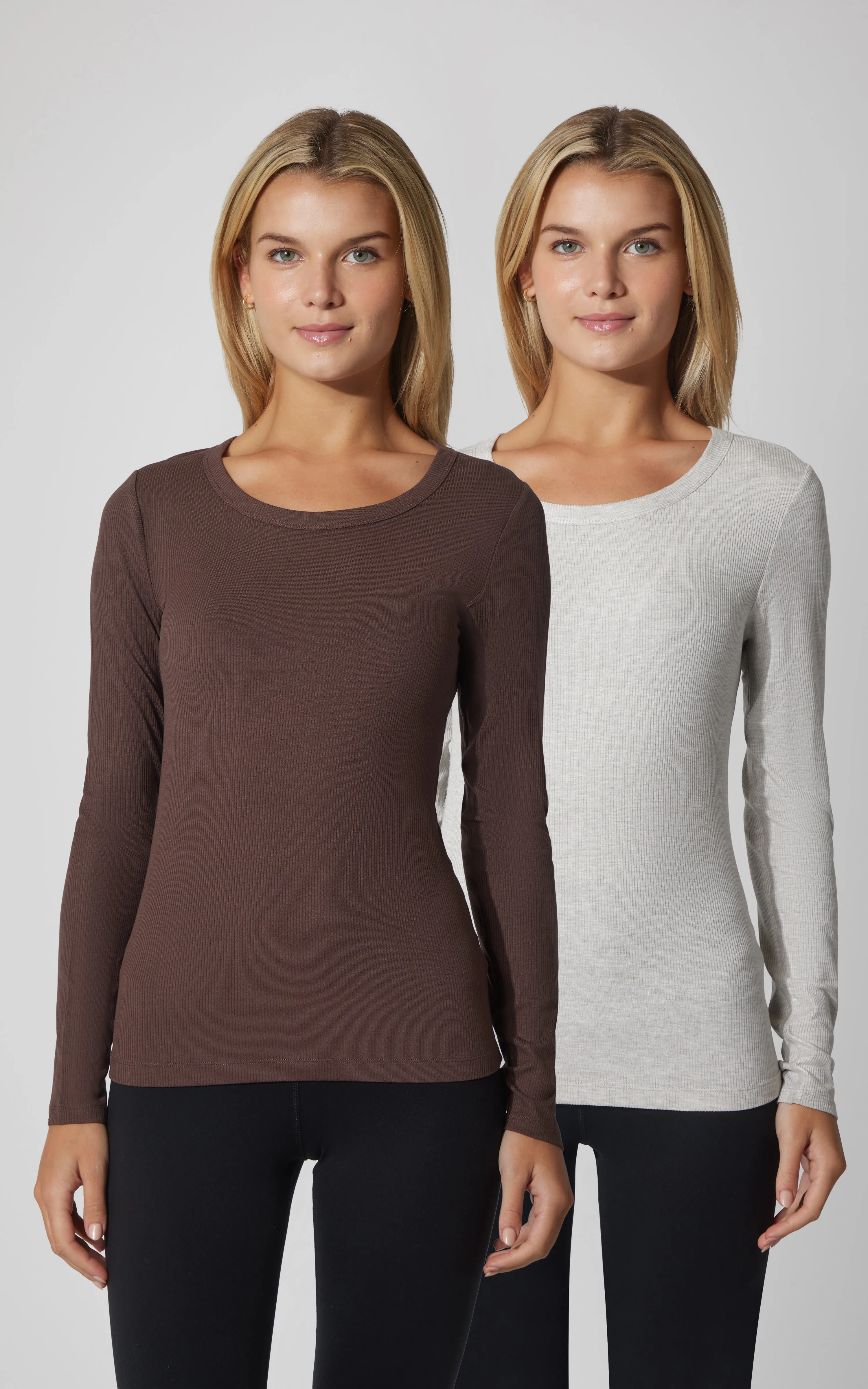 2 PK Heavenly Ribbed Scoop Neck Long Sleeve Top sold by 90 Degree By Reflex product image thumbnail 2
