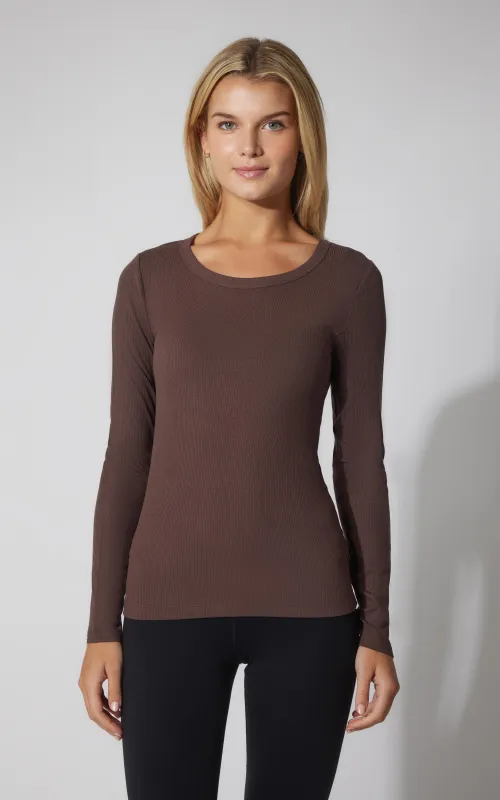 2 PK Heavenly Ribbed Scoop Neck Long Sleeve Top sold by 90 Degree By Reflex