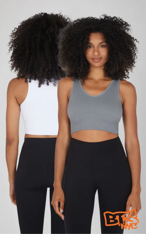 2 PK Ribbed V-Neck Tank Top - Beat the Streets sold by 90 Degree By Reflex