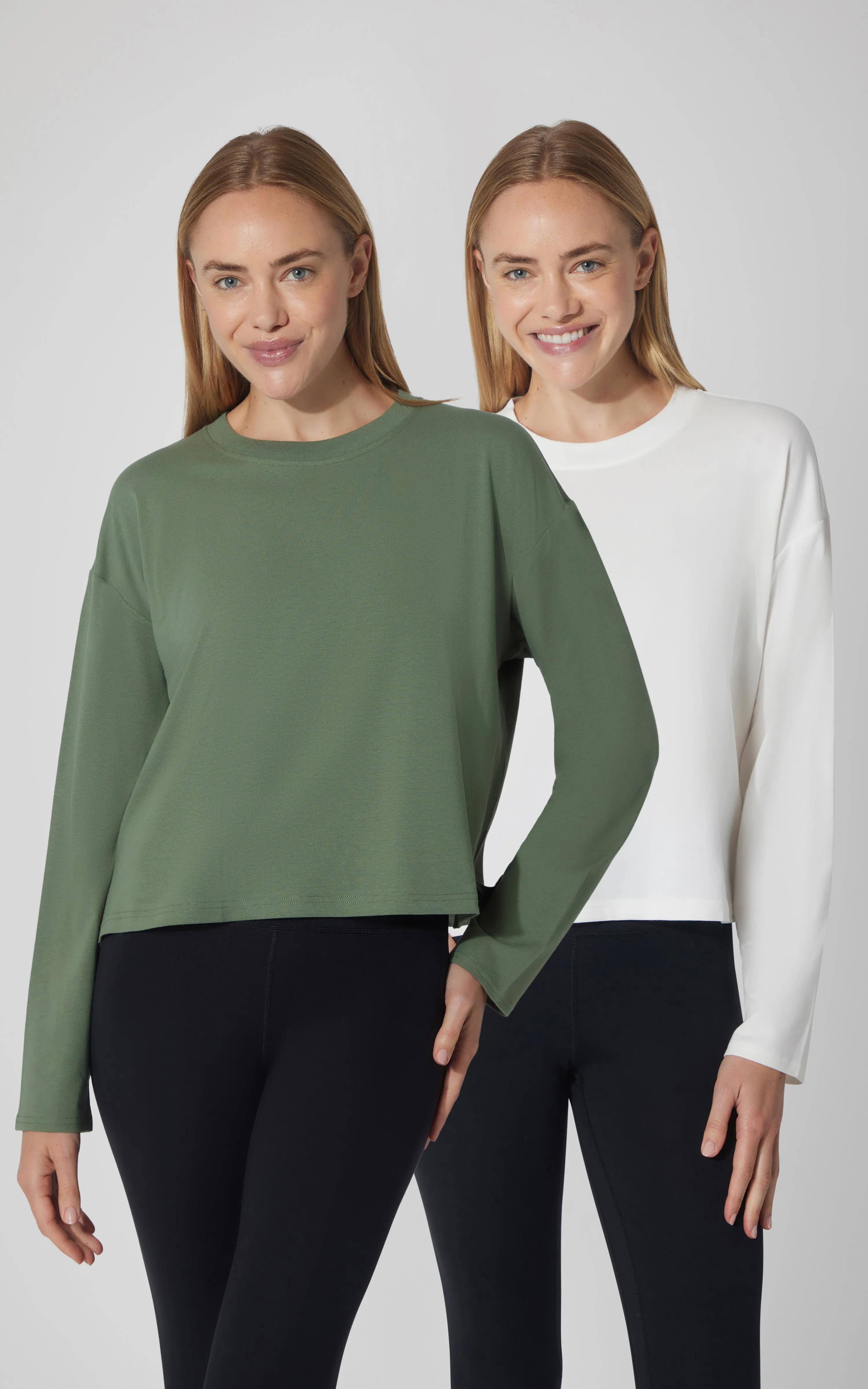 2 PK Cotton Deluxe Boxy Long Sleeve Top - Our Cafe Story sold by 90 Degree By Reflex product image thumbnail 4