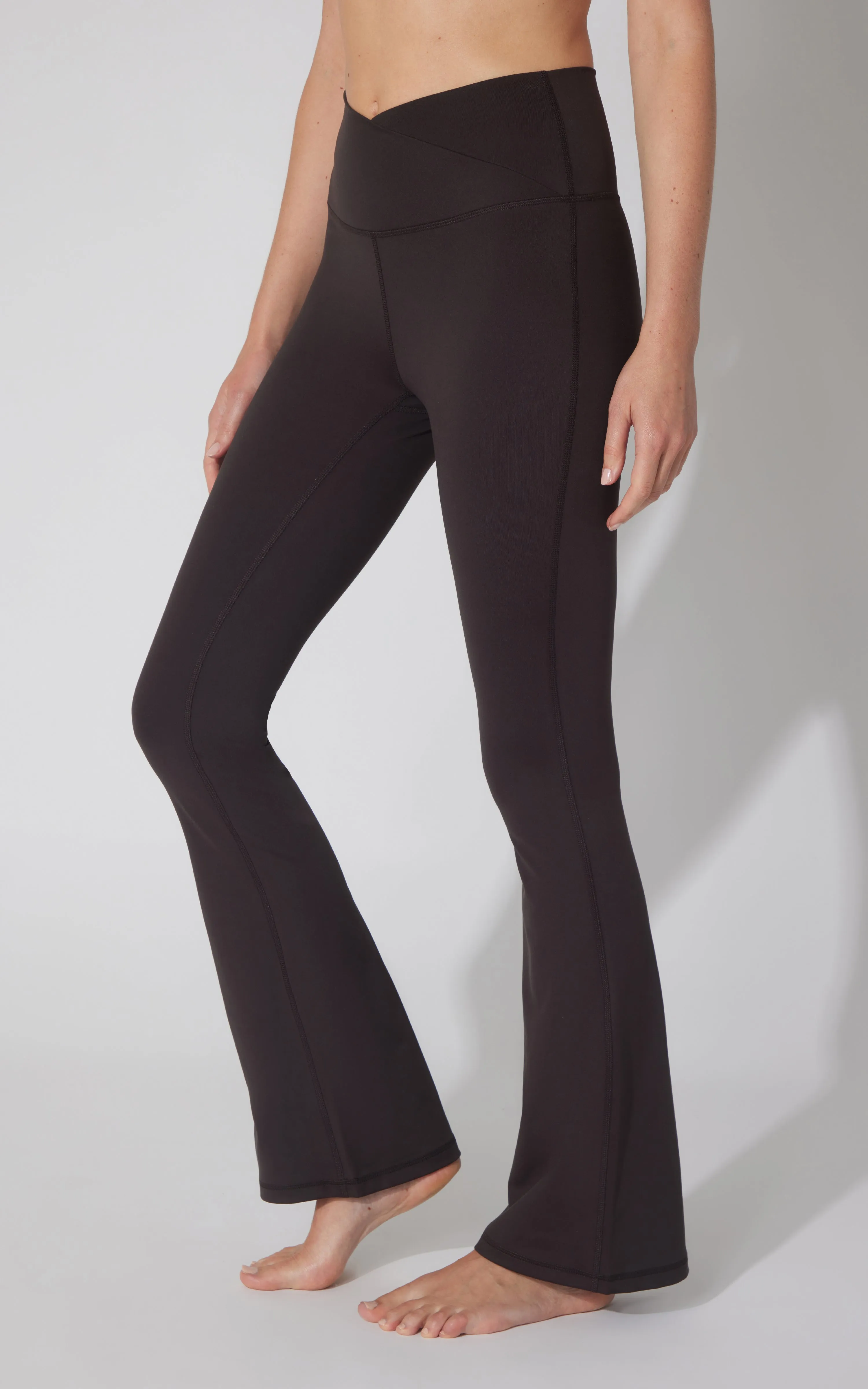 Lux Madison Crossover Elastic Free Waist Flare Leg Pant - Our Cafe Story sold by 90 Degree By Reflex