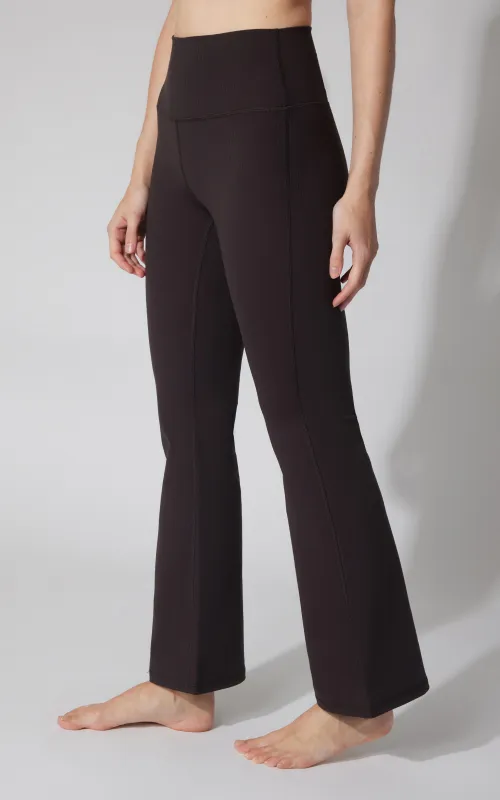 Felix Ribbed Elastic Free Waist 7/8 Flare Leg Pant - Our Cafe Story sold by 90 Degree By Reflex