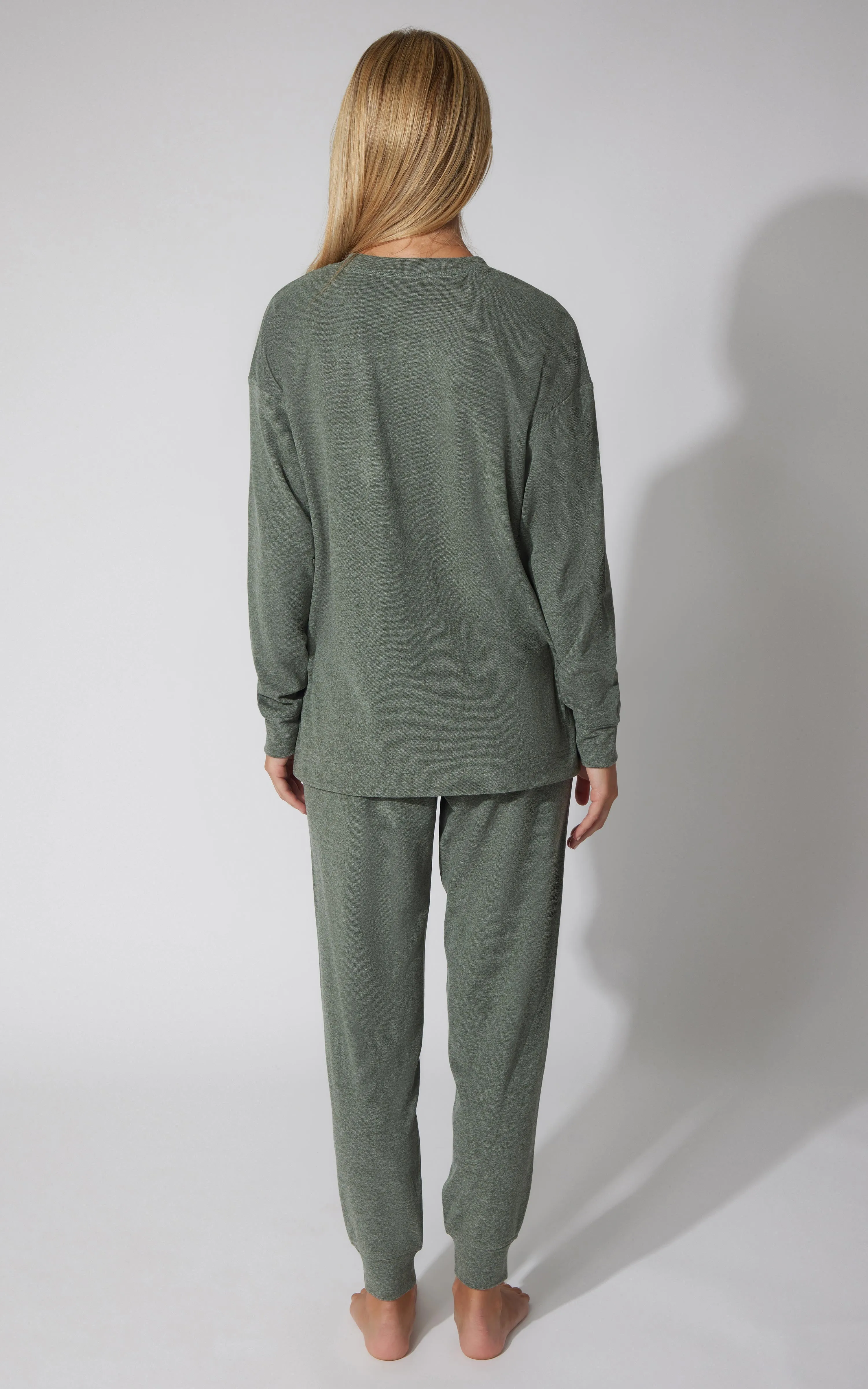 2 PC Marled Pique Oversized Crew Neck Sweatshirt and Slim Fit Jogger Set - Our Earthy Story sold by 90 Degree By Reflex product image thumbnail 4