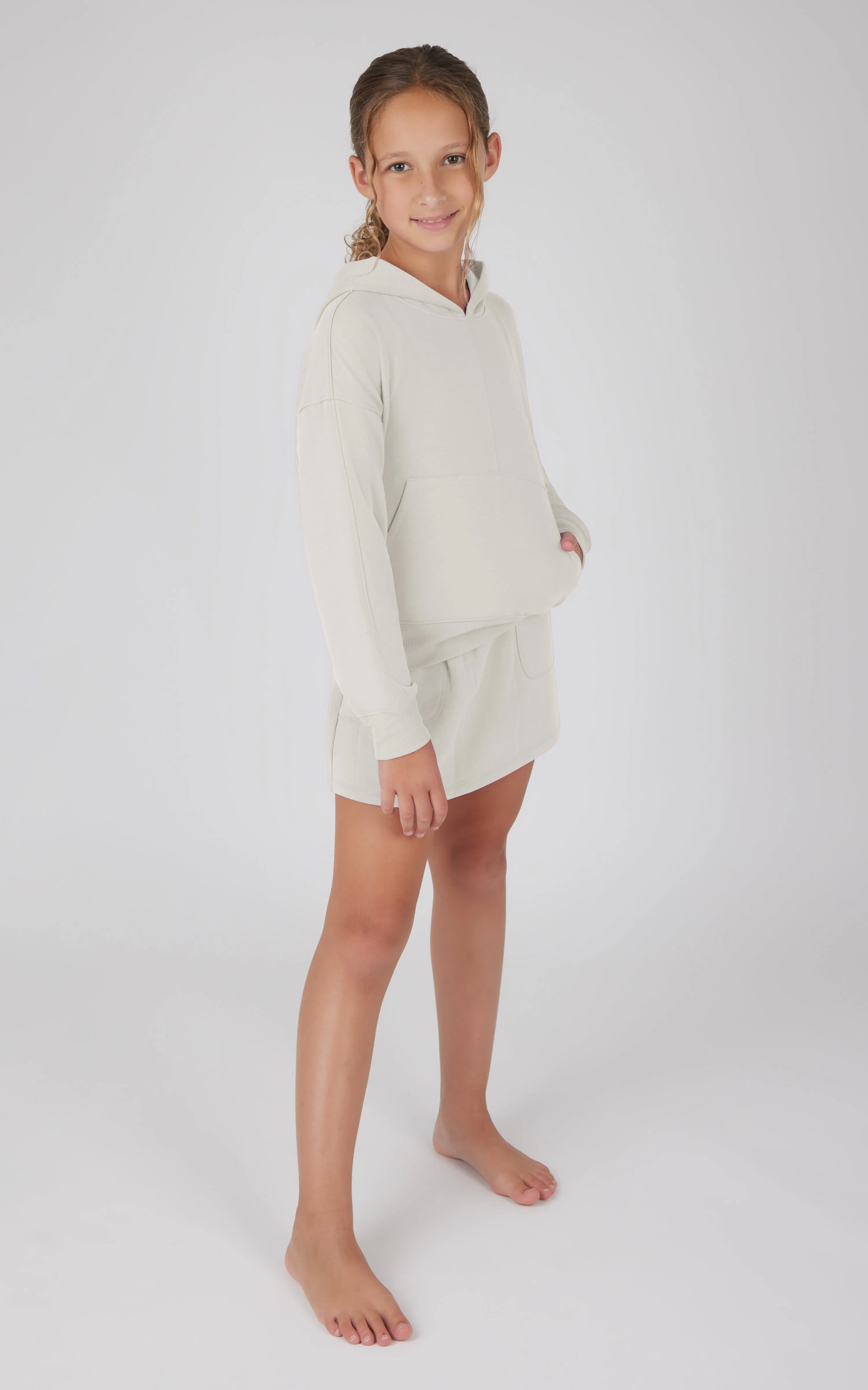 Girls 2 PC Terry Brushed Hoodie and Cargo Skort - Our Stone Story sold by 90 Degree By Reflex product image thumbnail 2