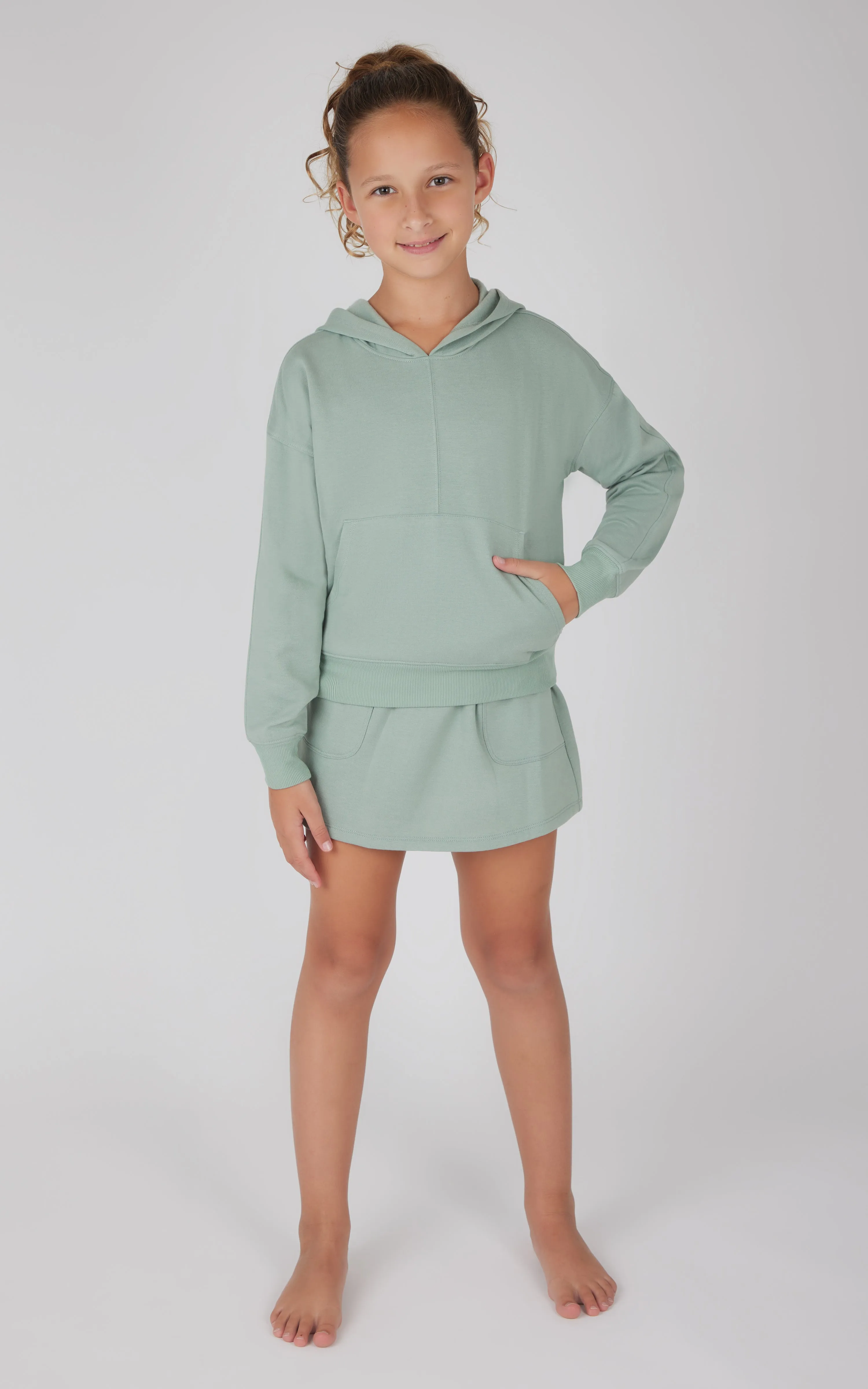 Girls 2 PC Terry Brushed Hoodie and Cargo Skort - Our Stone Story sold by 90 Degree By Reflex product image thumbnail 4