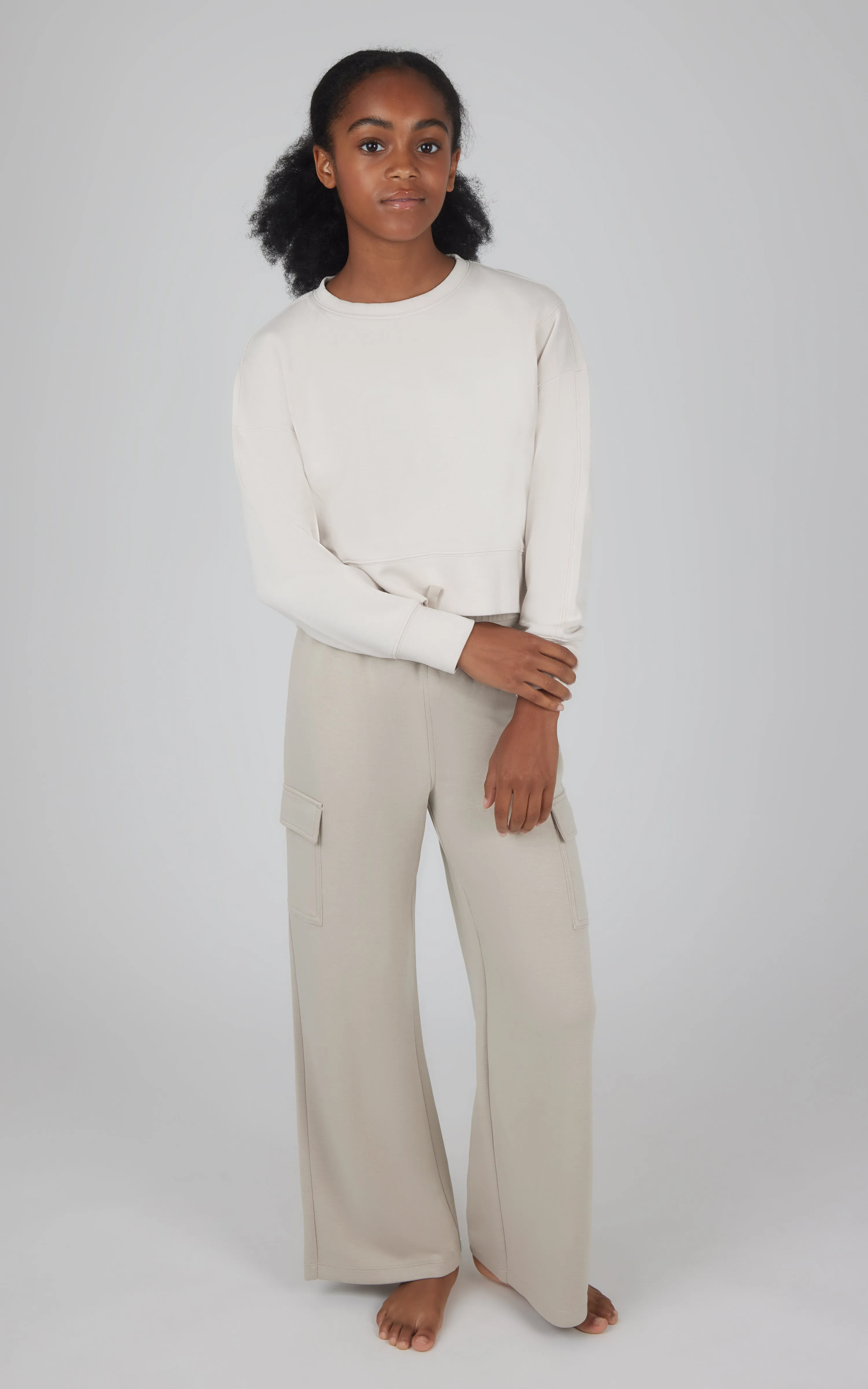 Girls 2 PC Softlite Cropped Pullover + Softlite Wide Leg Cargo Pant - Our Stone Story sold by 90 Degree By Reflex