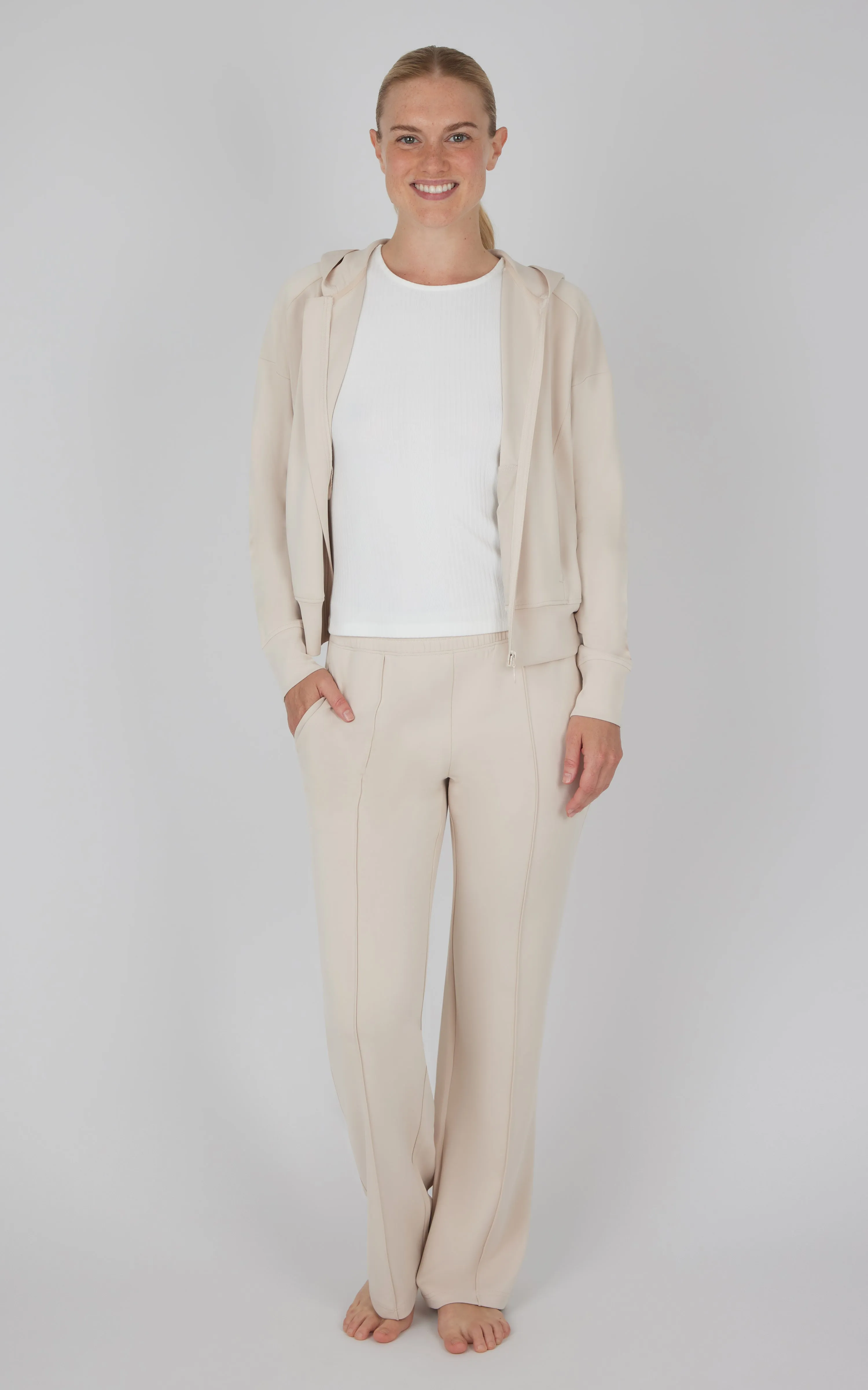 3 PC Softlite Hooded Jacket + Tank + Wide Leg Pant - Our Stone Story sold by 90 Degree By Reflex