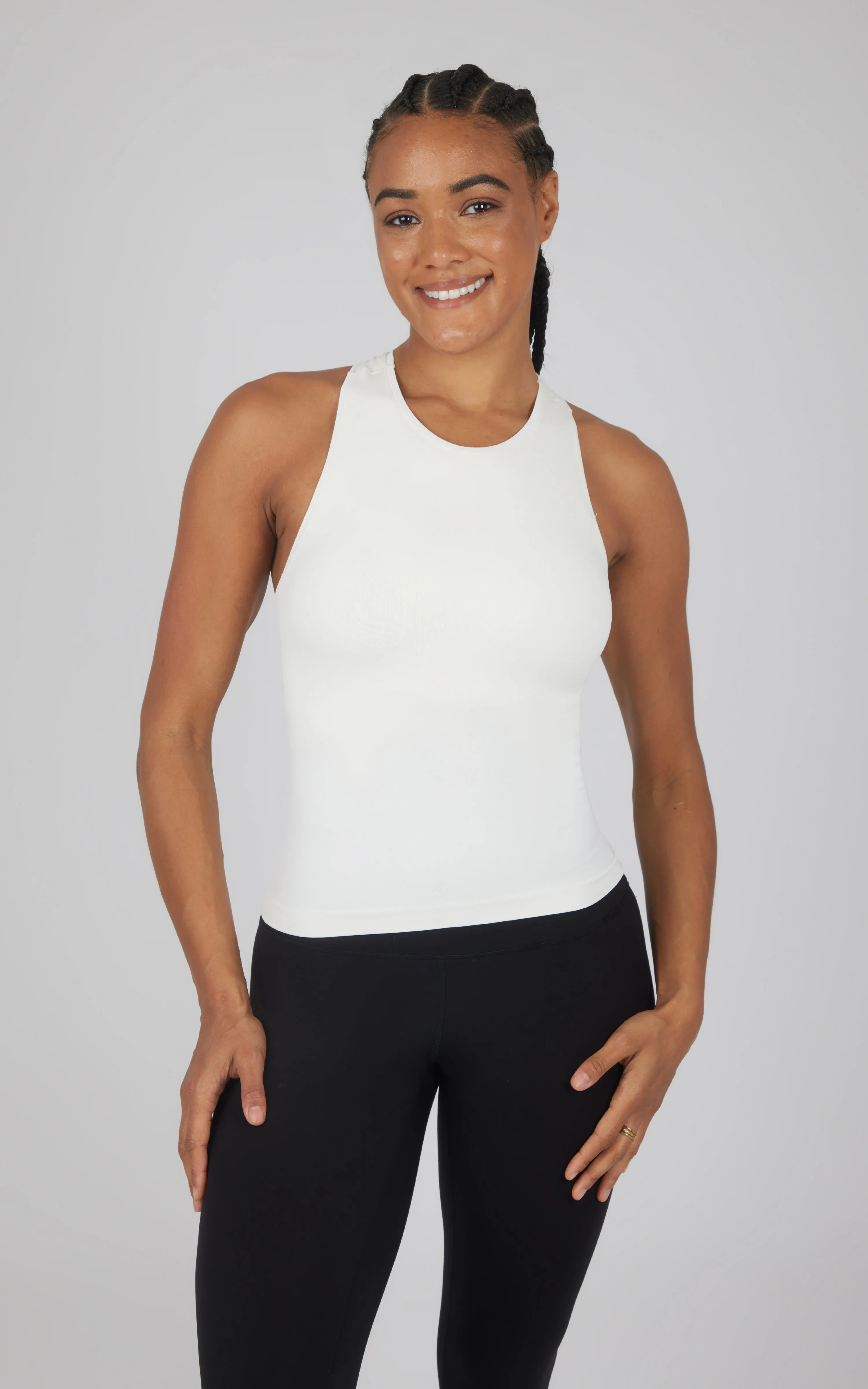 2 PK Seamless Racerback Tank Top with Built in Bra - Our Linen Story sold by 90 Degree By Reflex product image thumbnail 2