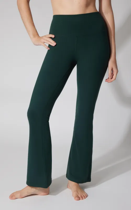 Felix Ribbed Elastic Free Waist 7/8 Flare Leg Pant - Our Earthy Story sold by 90 Degree By Reflex