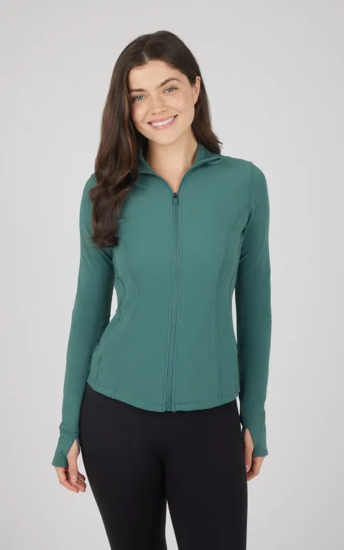 Interlink Ribbed Princess Seam Performance Jacket - Our Earthy Story sold by 90 Degree By Reflex
