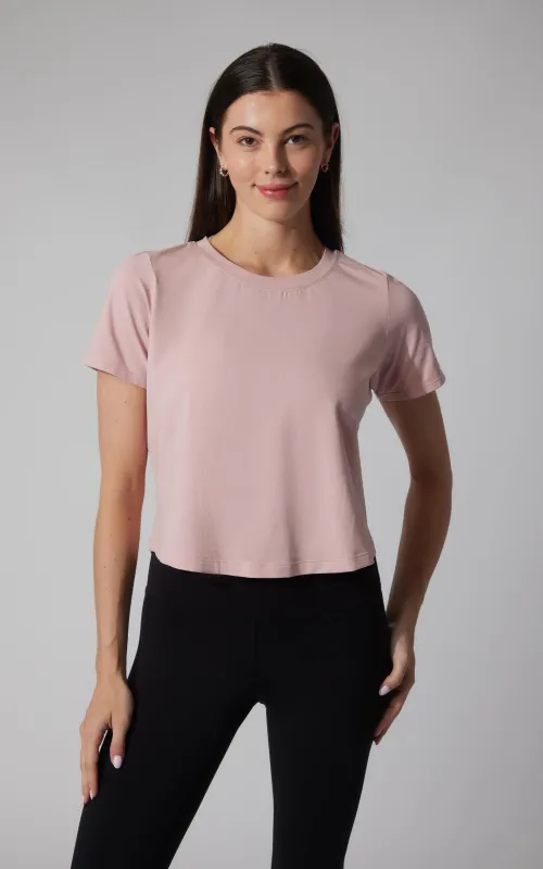 2 PK Airlite Boxy Cropped Short Sleeve Tee - Our Petal Tone Story sold by 90 Degree By Reflex
