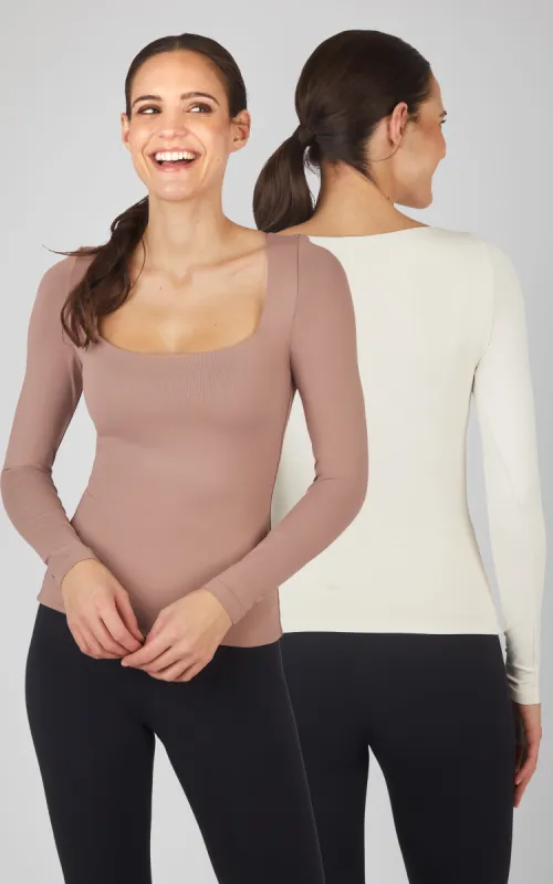 2 Pack Contour Ocean Square Neck Top made by 90 Degree By Reflex