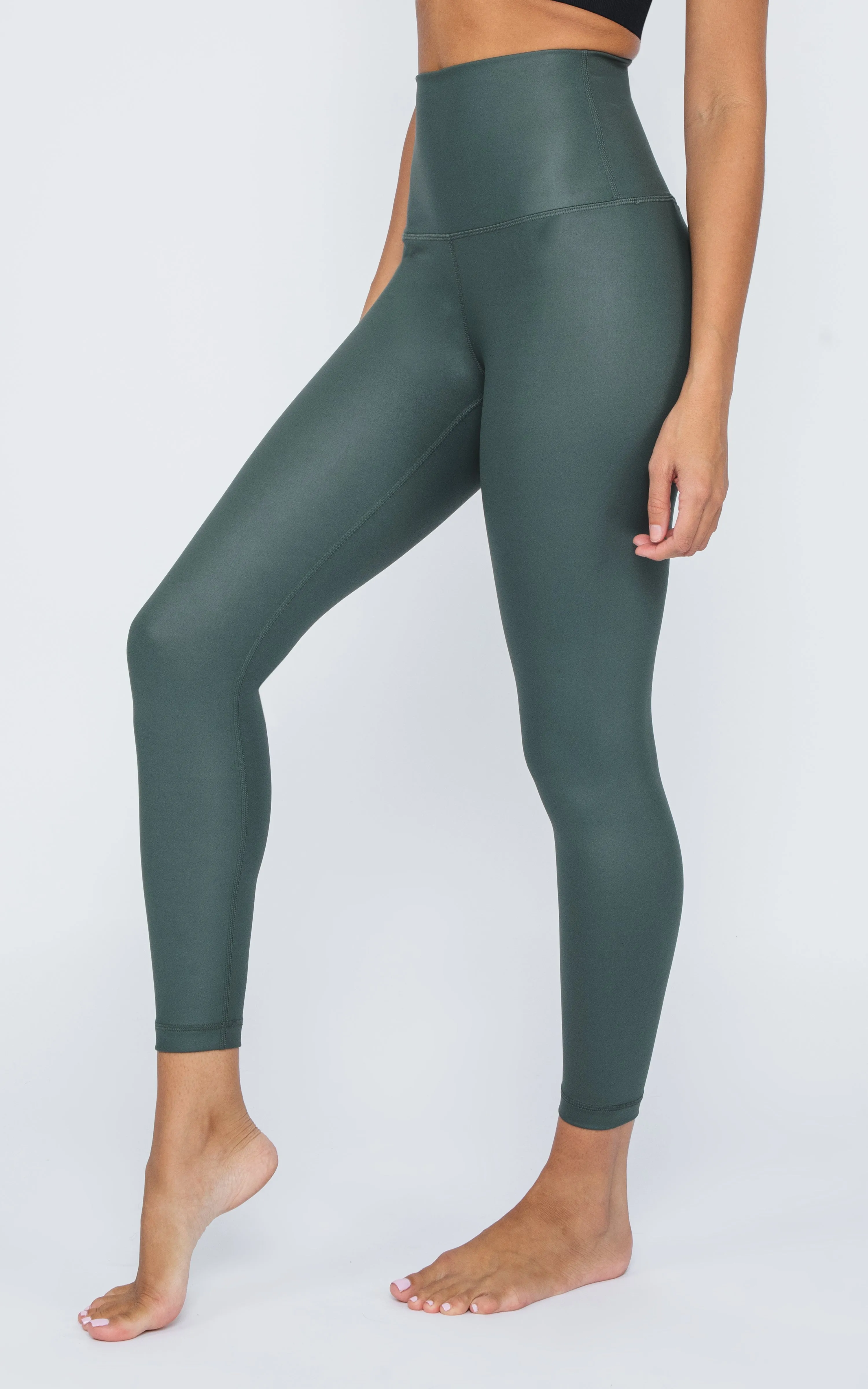 Interlink Faux Leather Elastic Free Super High Waist Cire Ankle Legging sold by 90 Degree By Reflex product image thumbnail 3