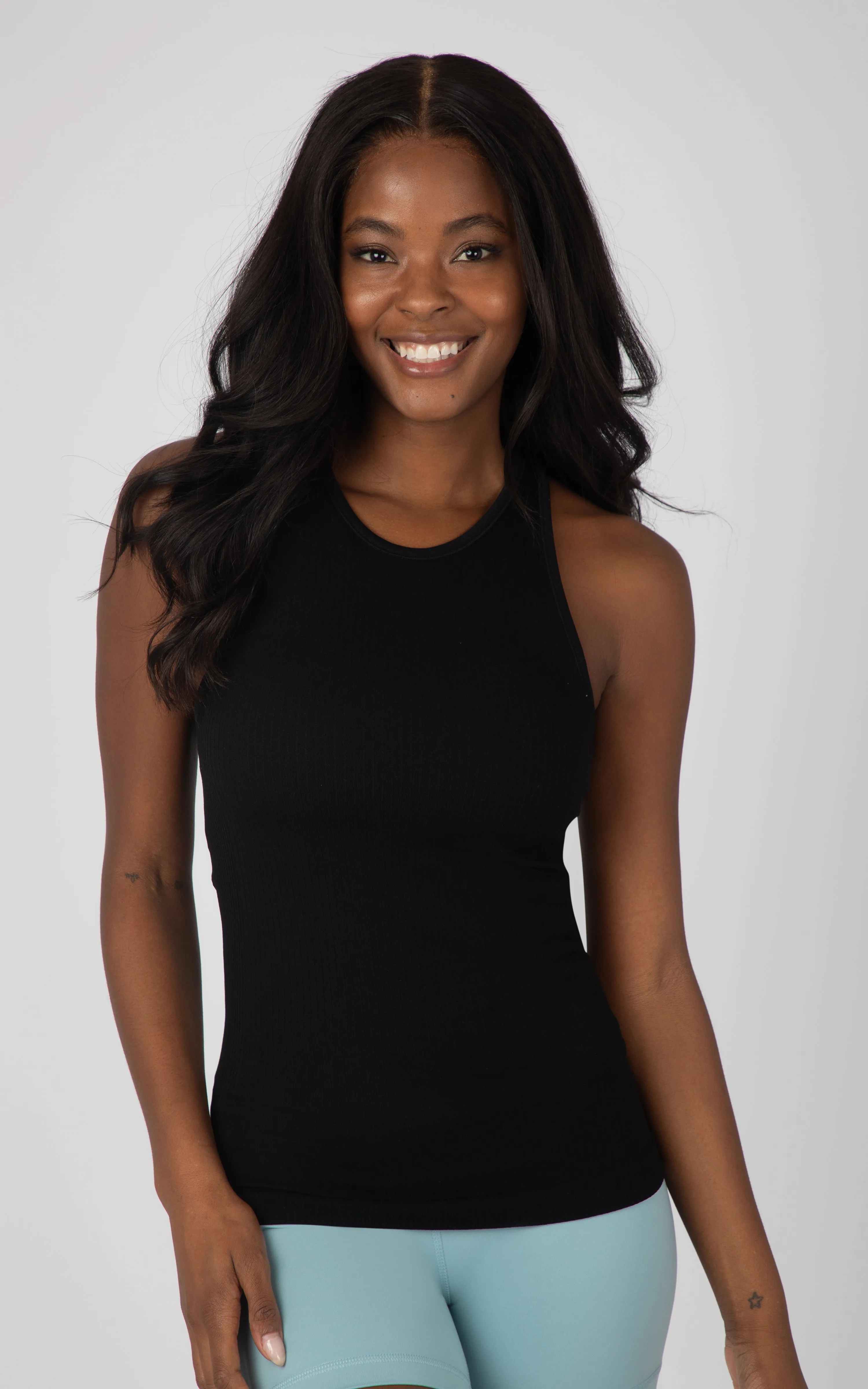 Ribbed Seamless Full Length Tank Top With Built in Bra sold by 90 Degree By Reflex product image thumbnail 4