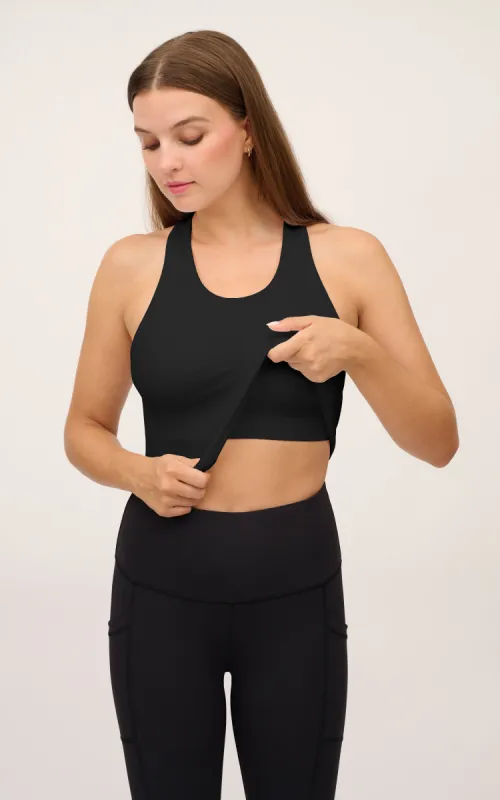 Seamless Racerback Crop Tank With Shelf Bra sold by 90 Degree By Reflex